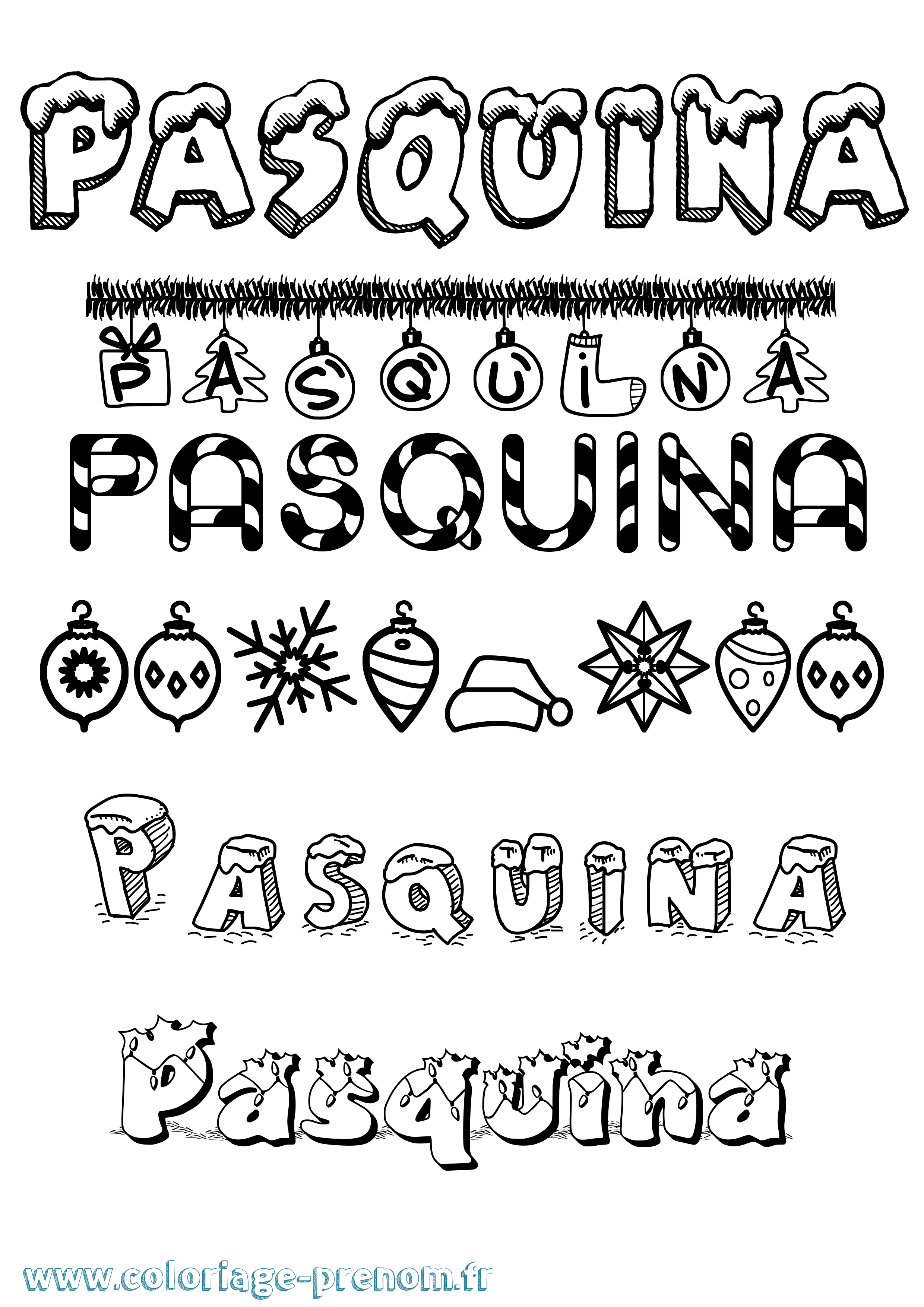 Coloriage Pasquina Noël Coloriage prénom Pasquina Noël