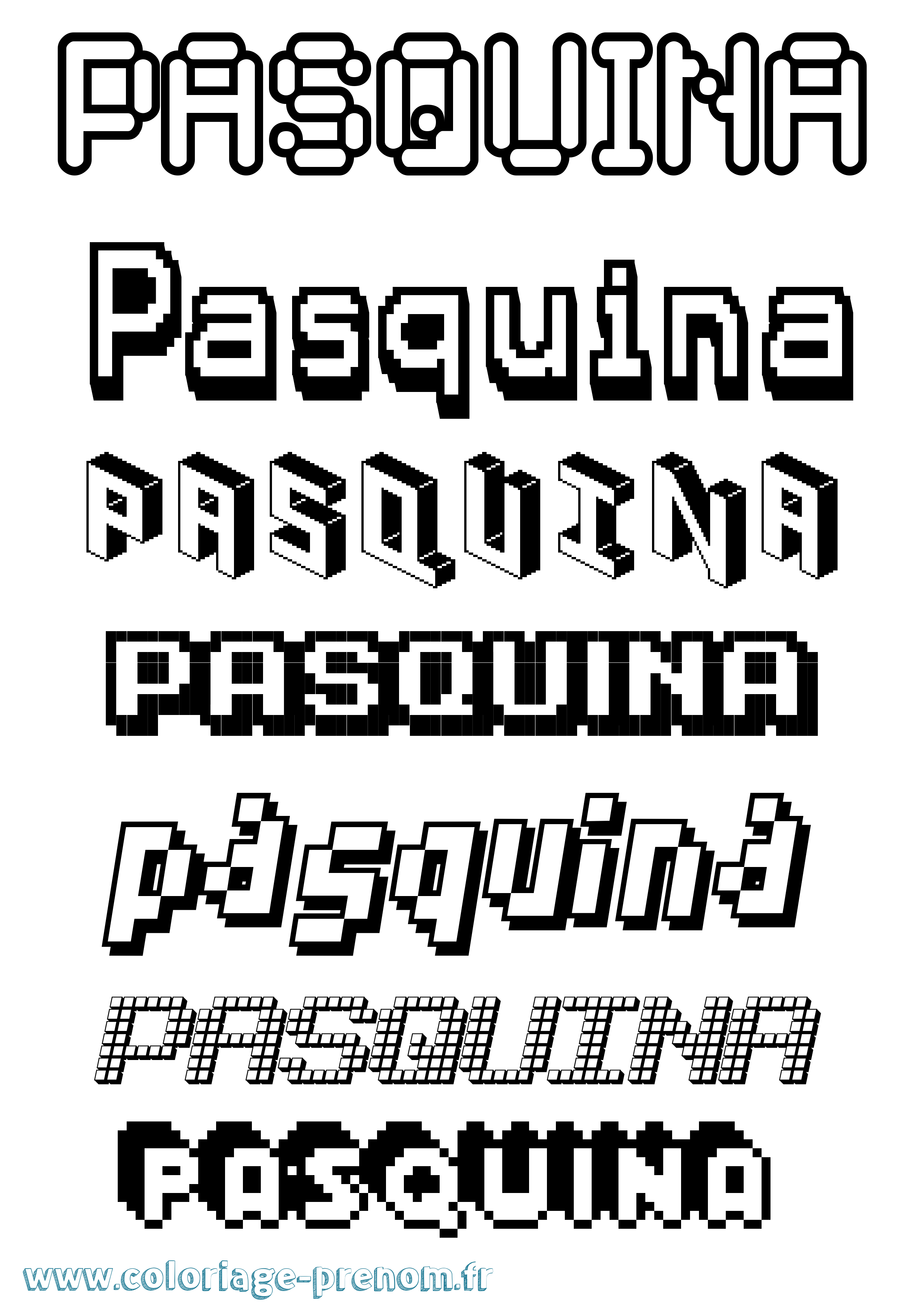 Coloriage Pasquina Pixel Coloriage prénom Pasquina Pixel