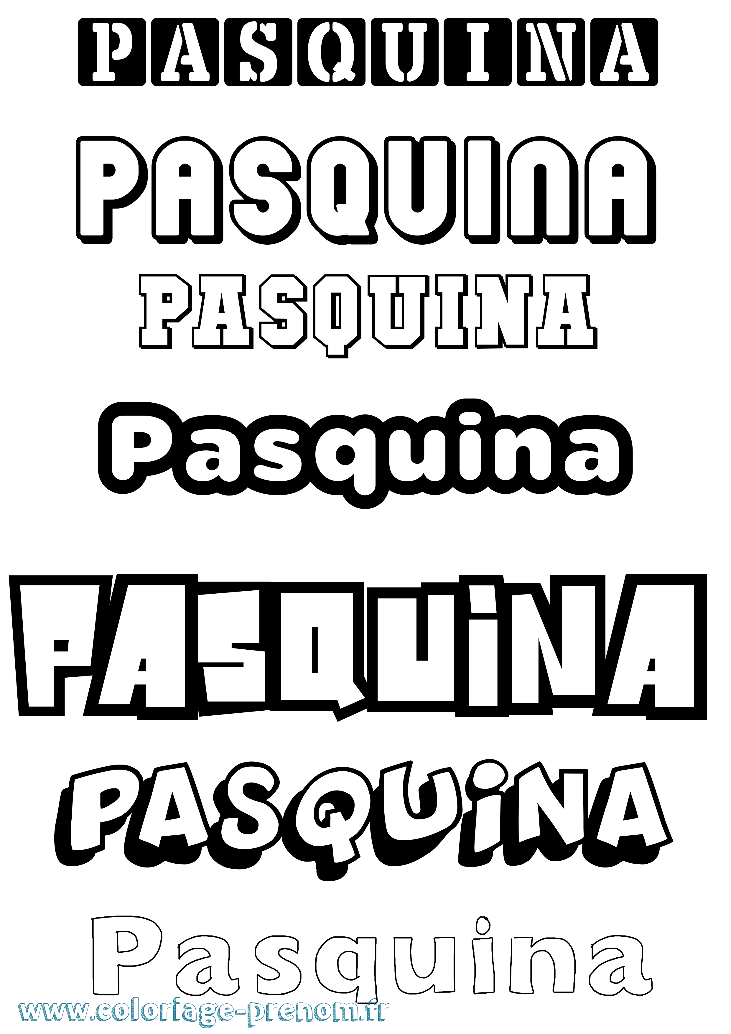 Coloriage Pasquina Simple Coloriage prénom Pasquina Simple