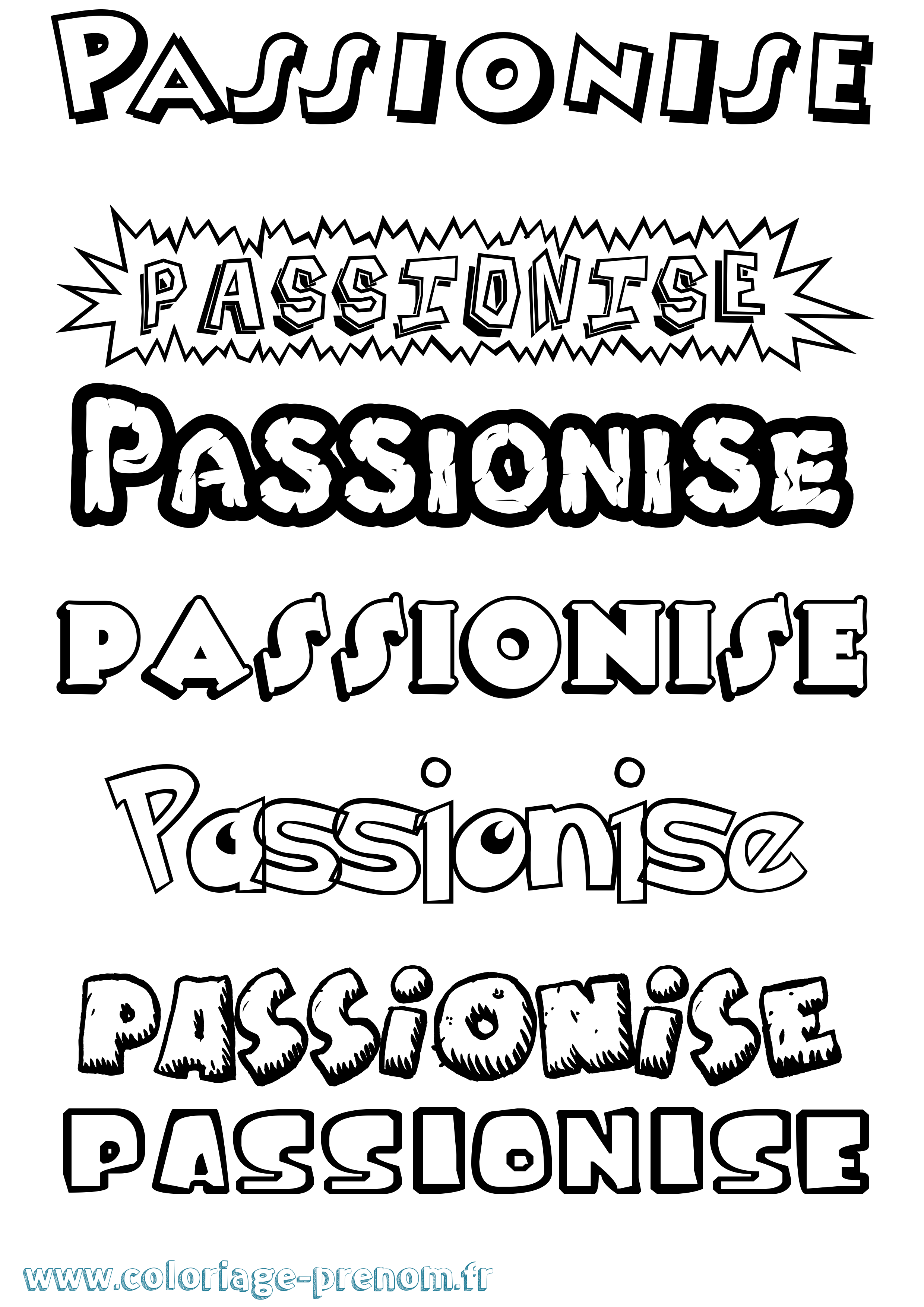Coloriage Passionise Dessin Animé Coloriage prénom Passionise Dessin Animé