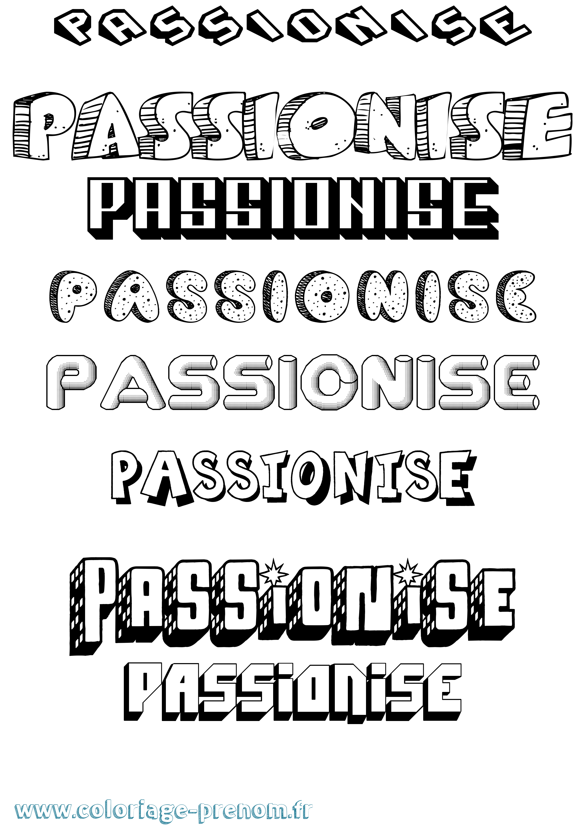 Coloriage Passionise Effet 3D Coloriage prénom Passionise Effet 3D