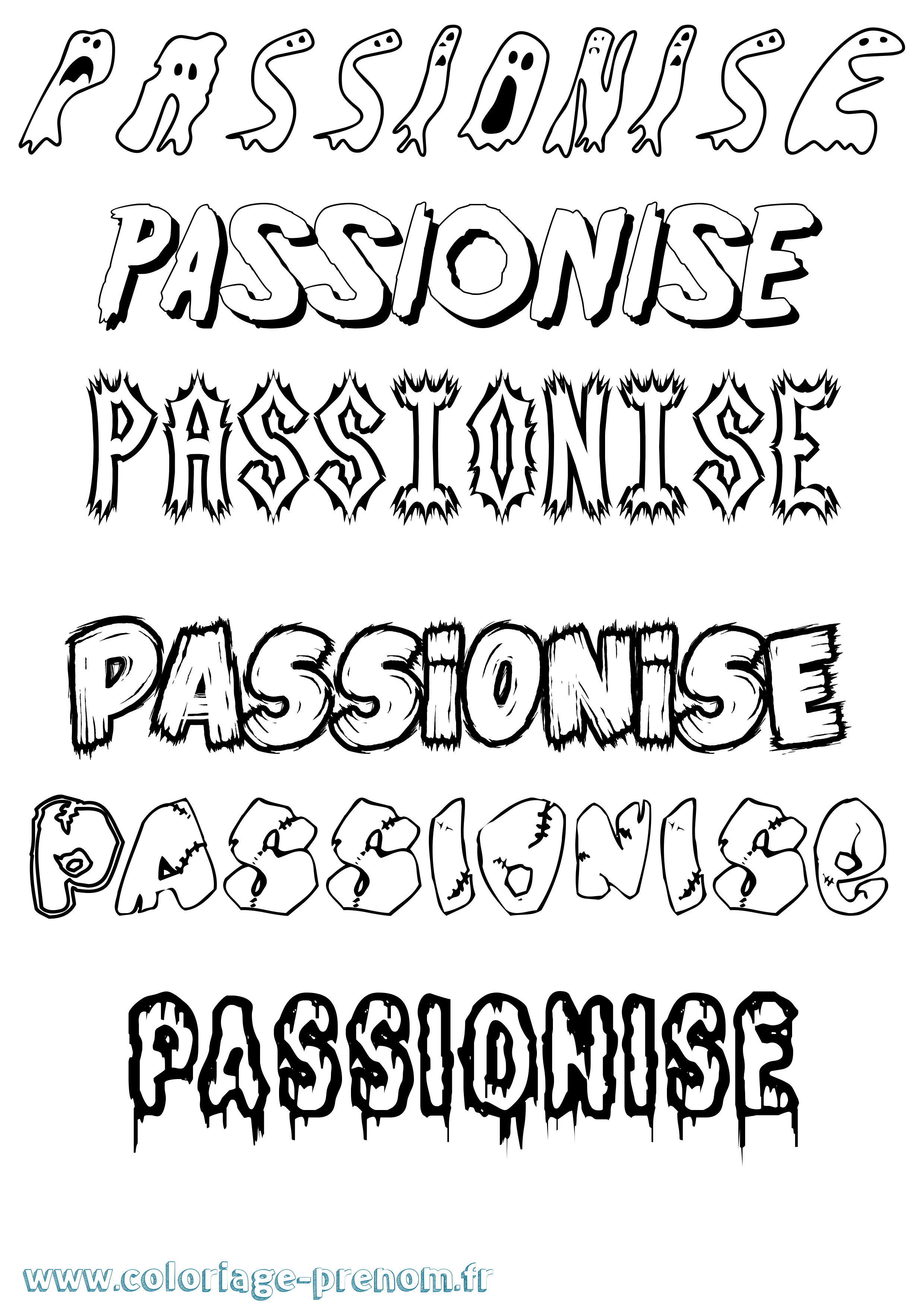 Coloriage Passionise Frisson Coloriage prénom Passionise Frisson