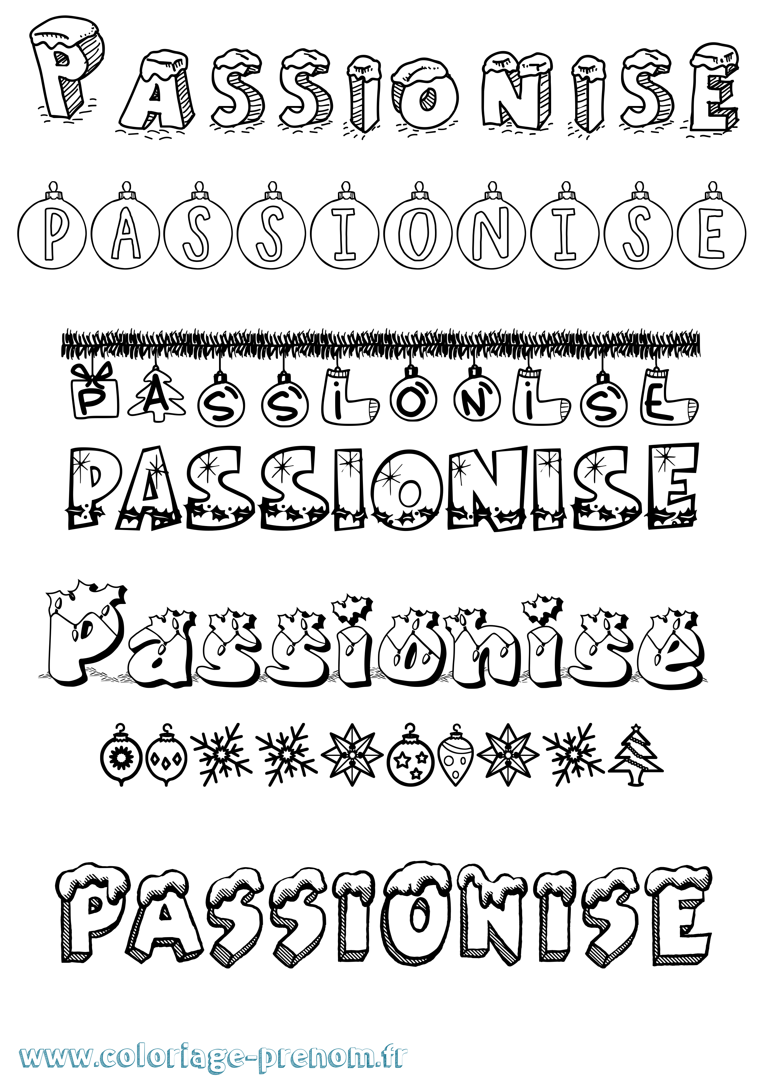 Coloriage Passionise Noël Coloriage prénom Passionise Noël