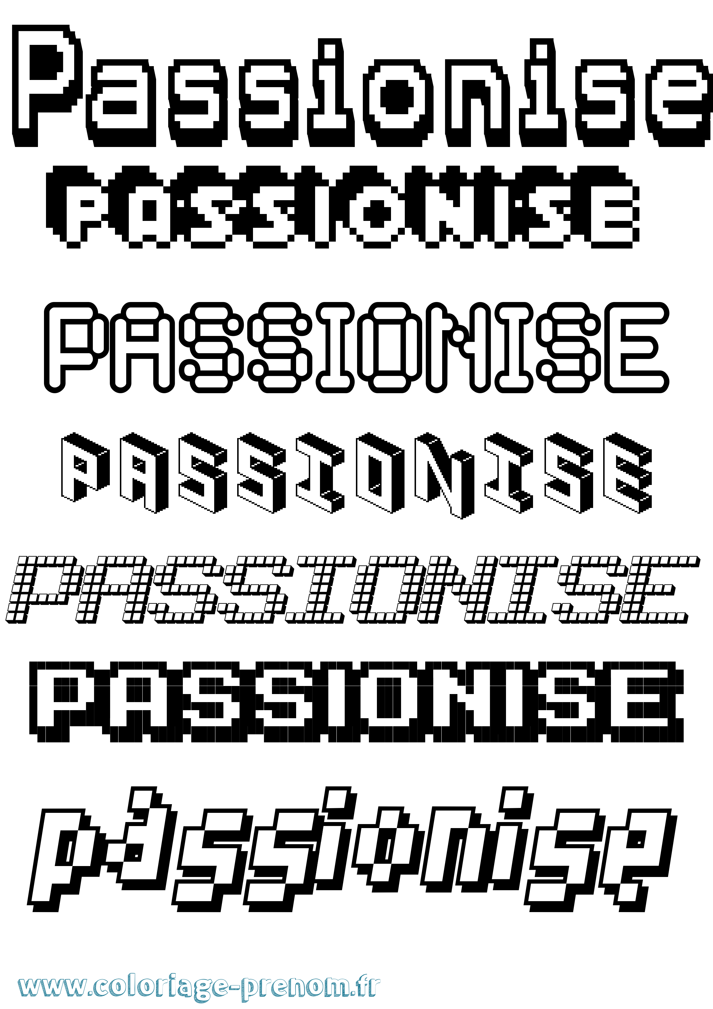 Coloriage Passionise Pixel Coloriage prénom Passionise Pixel
