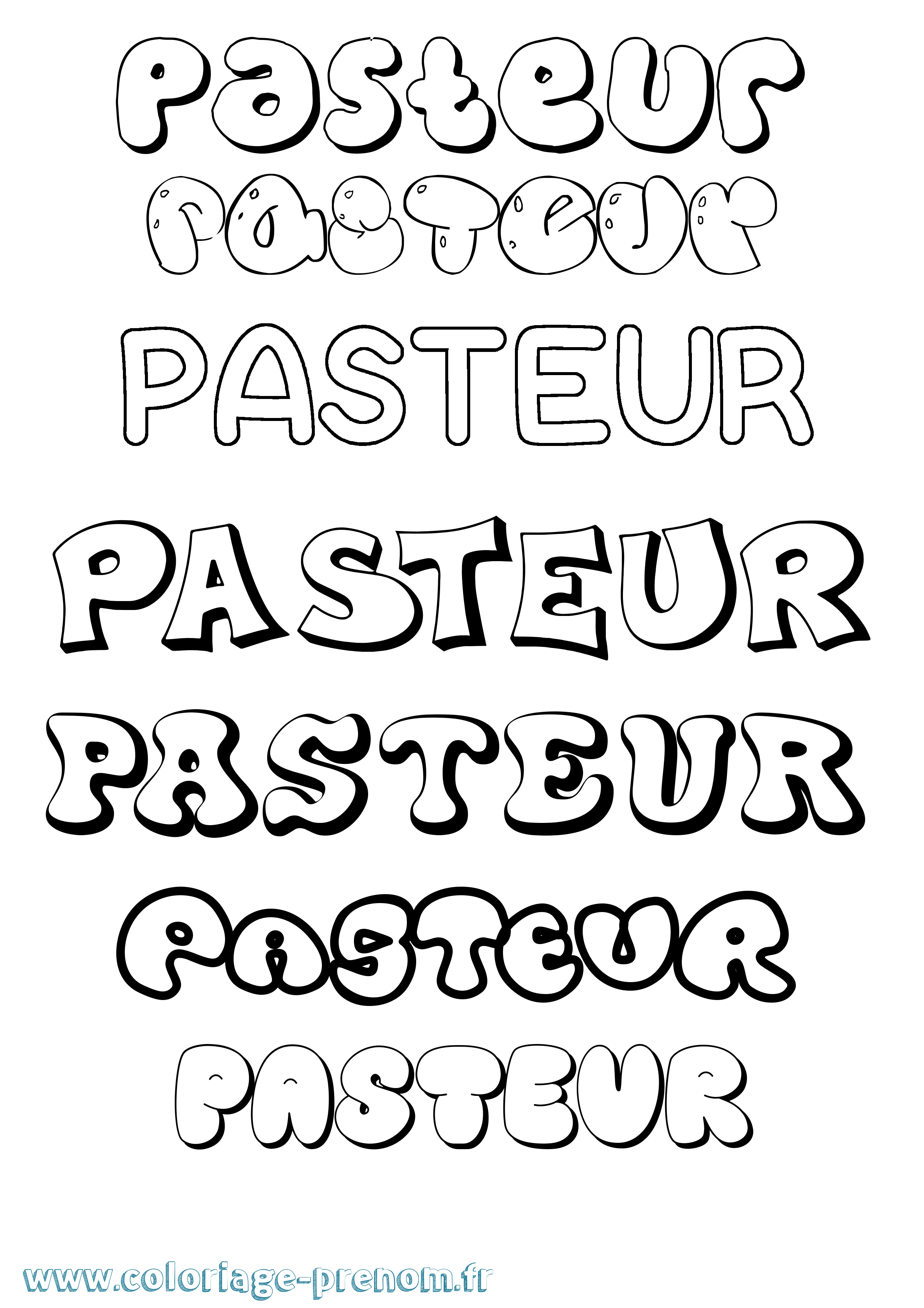 Coloriage Pasteur Bubble Coloriage prénom Pasteur Bubble