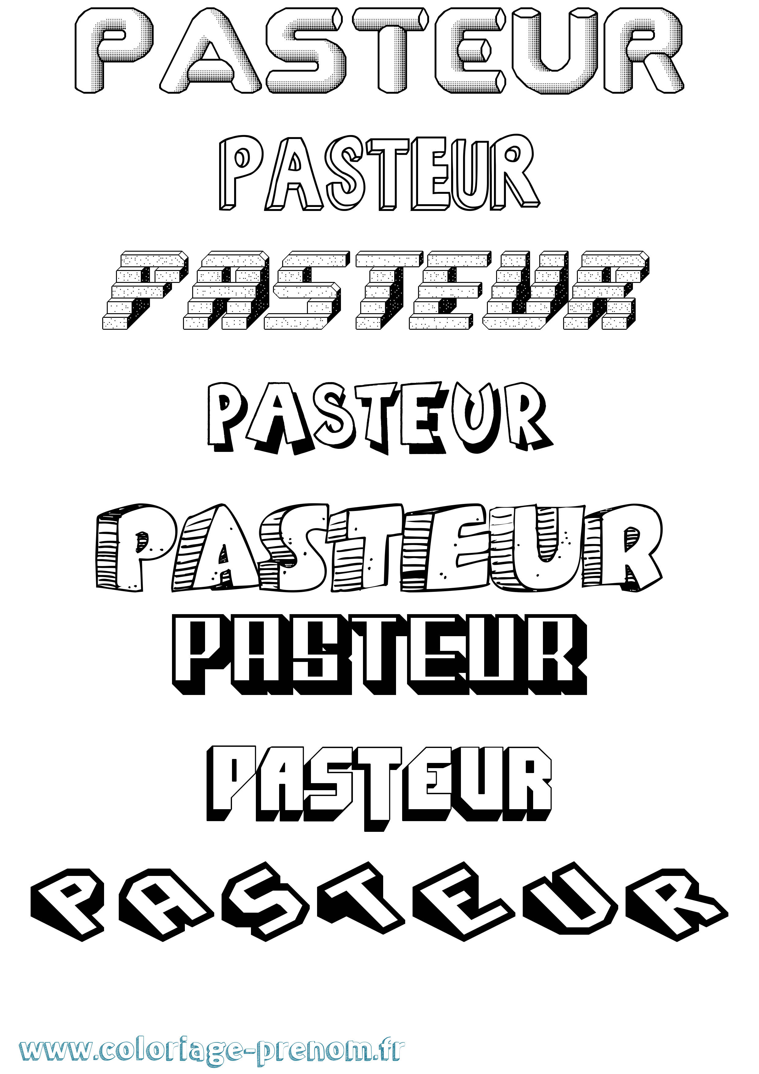 Coloriage Pasteur Effet 3D Coloriage prénom Pasteur Effet 3D