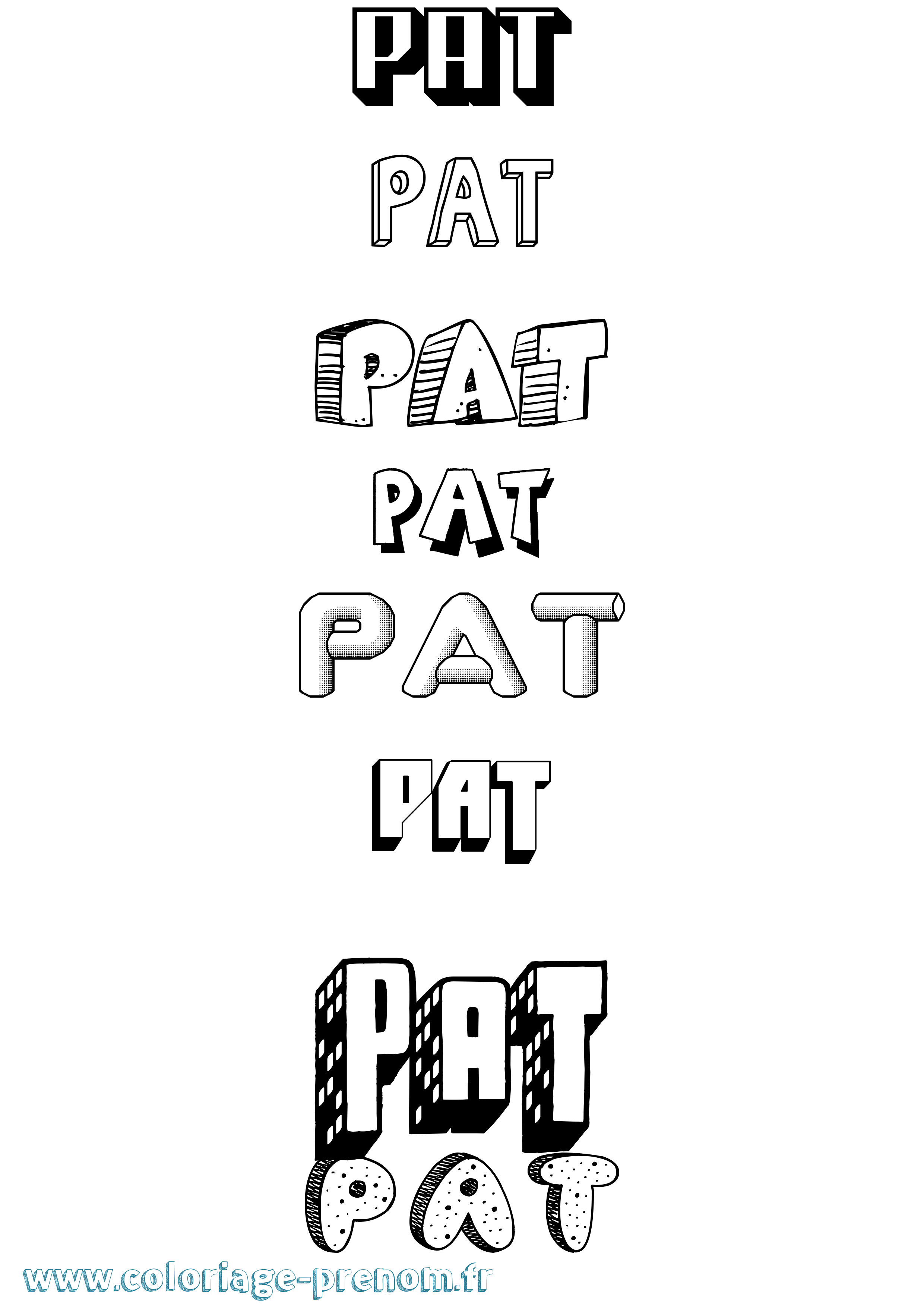 Coloriage Pat Effet 3D Coloriage prénom Pat Effet 3D