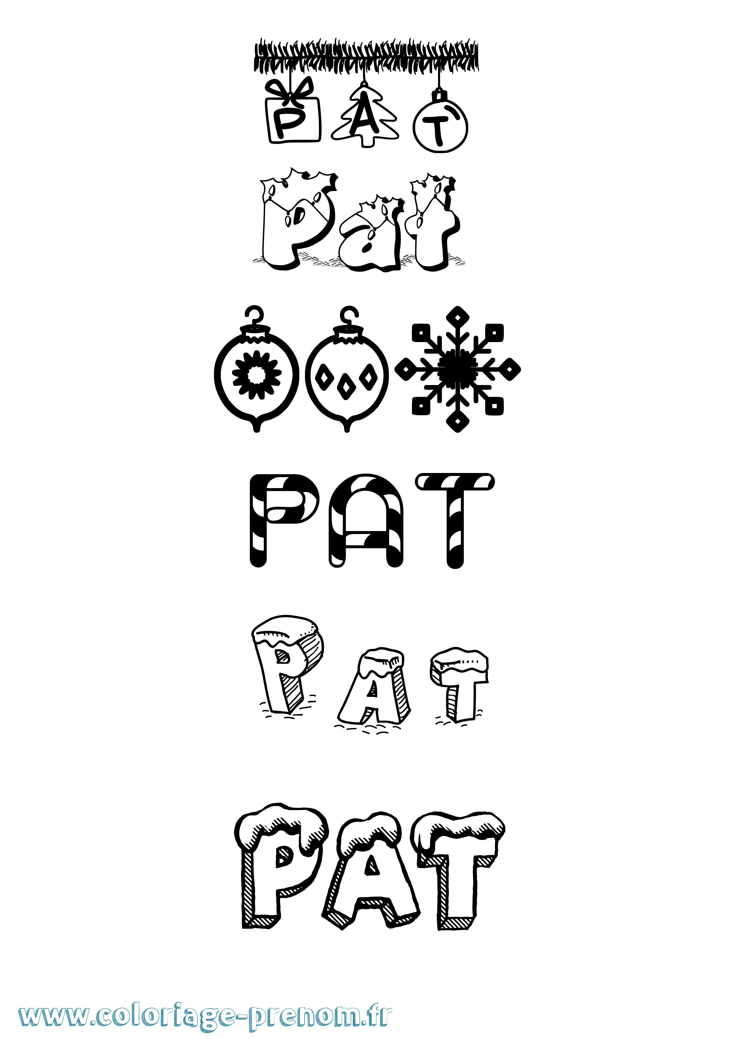 Coloriage Pat Noël Coloriage prénom Pat Noël