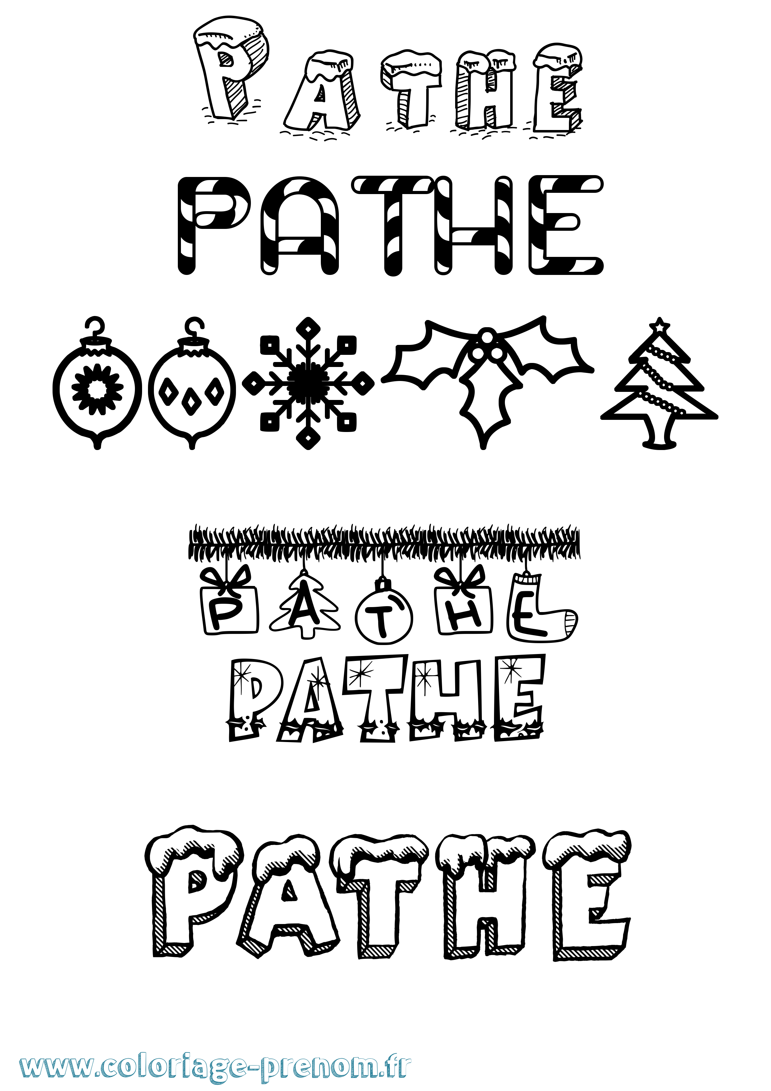 Coloriage Pathe Noël Coloriage prénom Pathe Noël