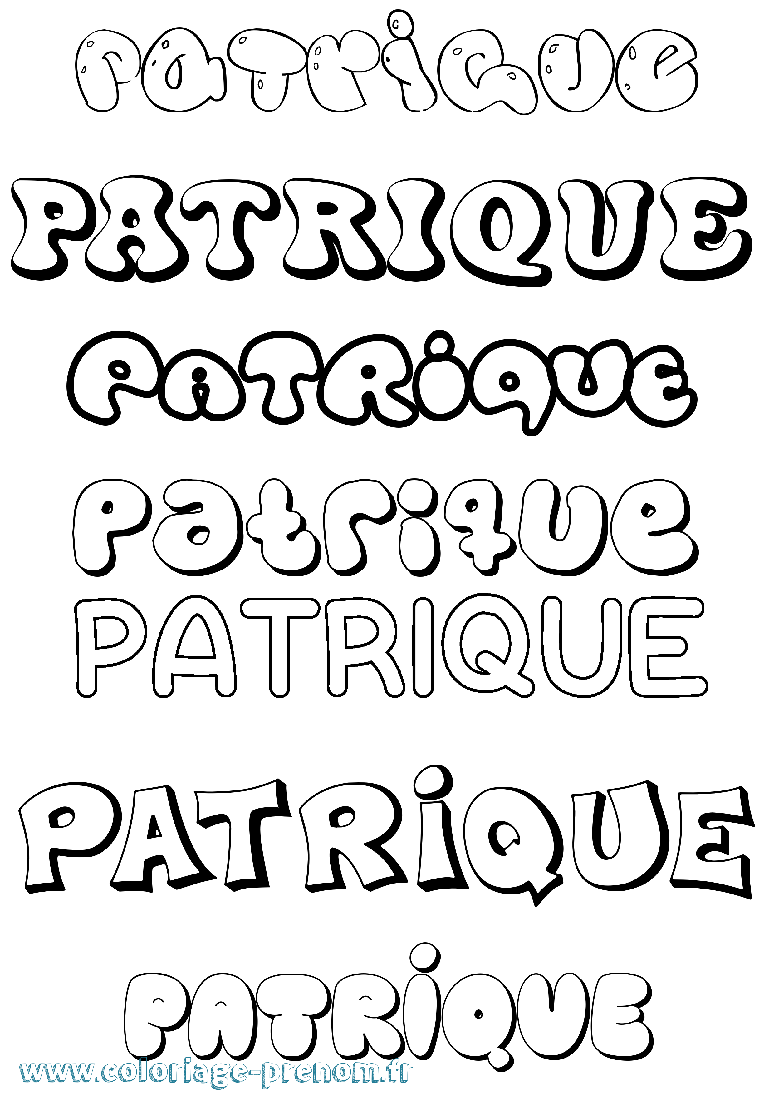 Coloriage Patrique Bubble Coloriage prénom Patrique Bubble