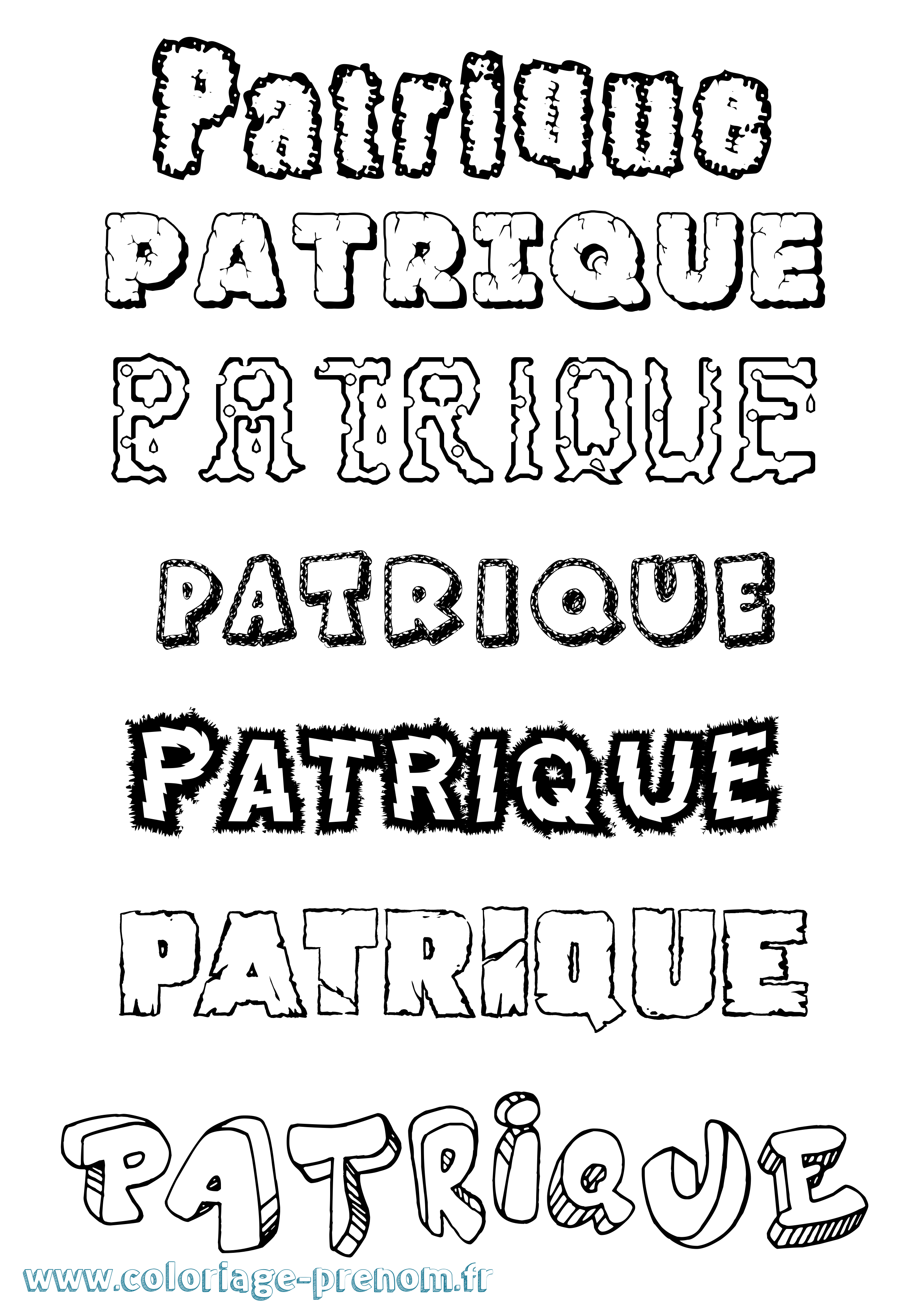 Coloriage Patrique Destructuré Coloriage prénom Patrique Destructuré