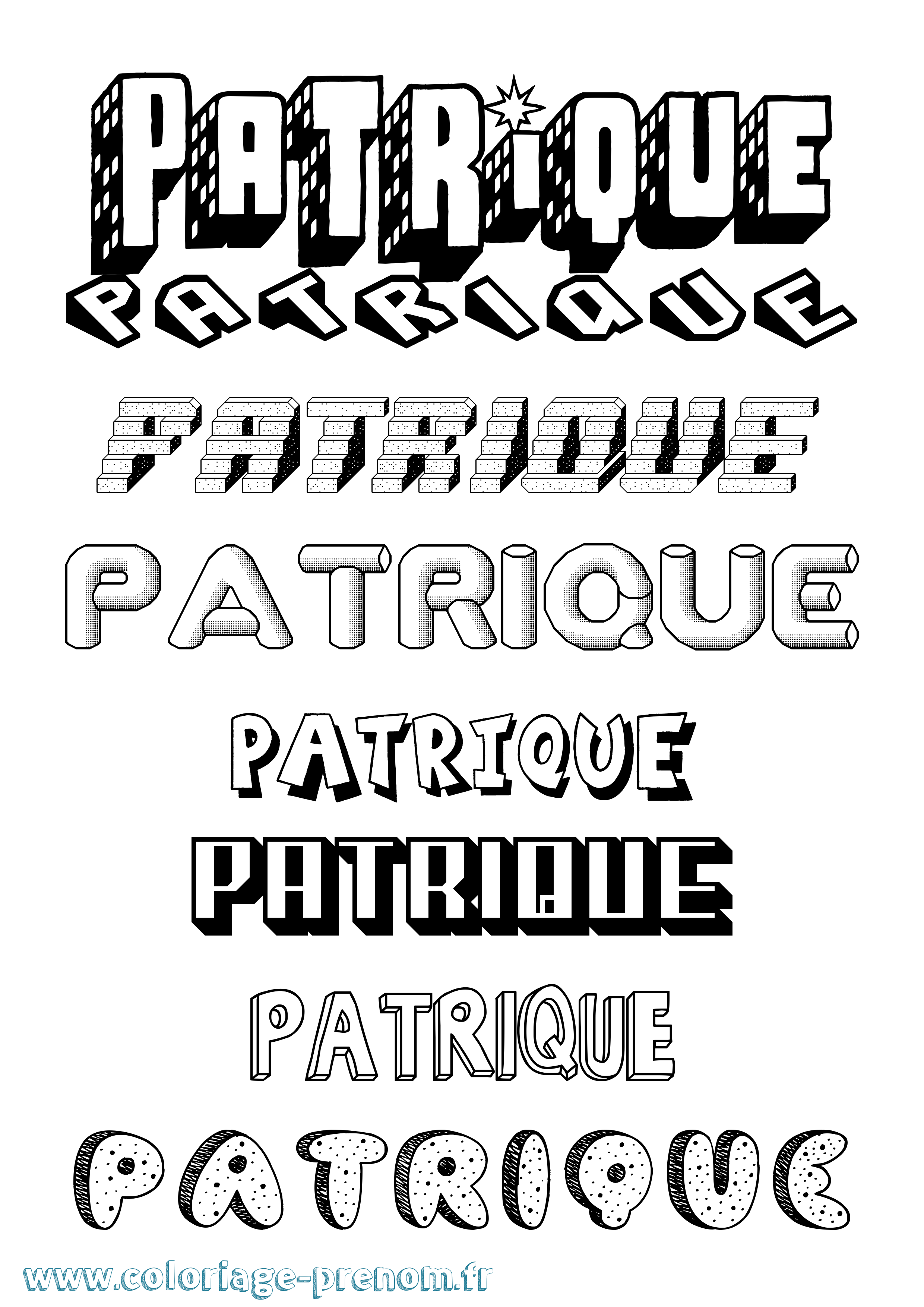Coloriage Patrique Effet 3D Coloriage prénom Patrique Effet 3D