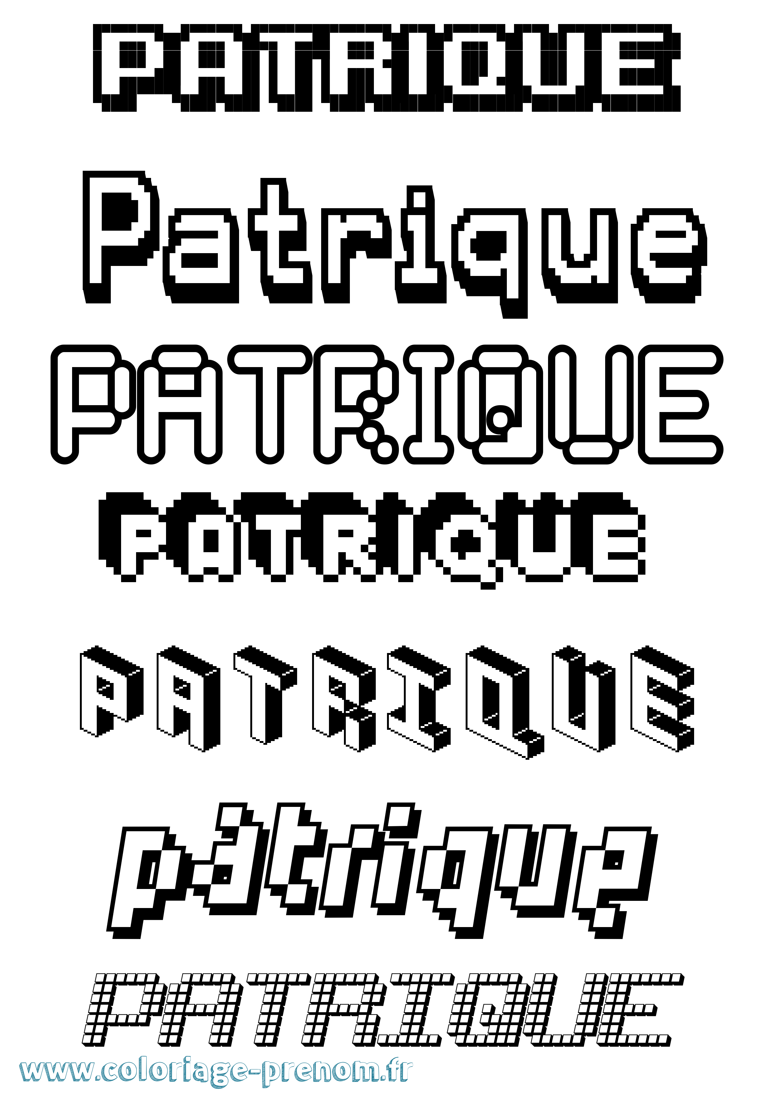 Coloriage Patrique Pixel Coloriage prénom Patrique Pixel