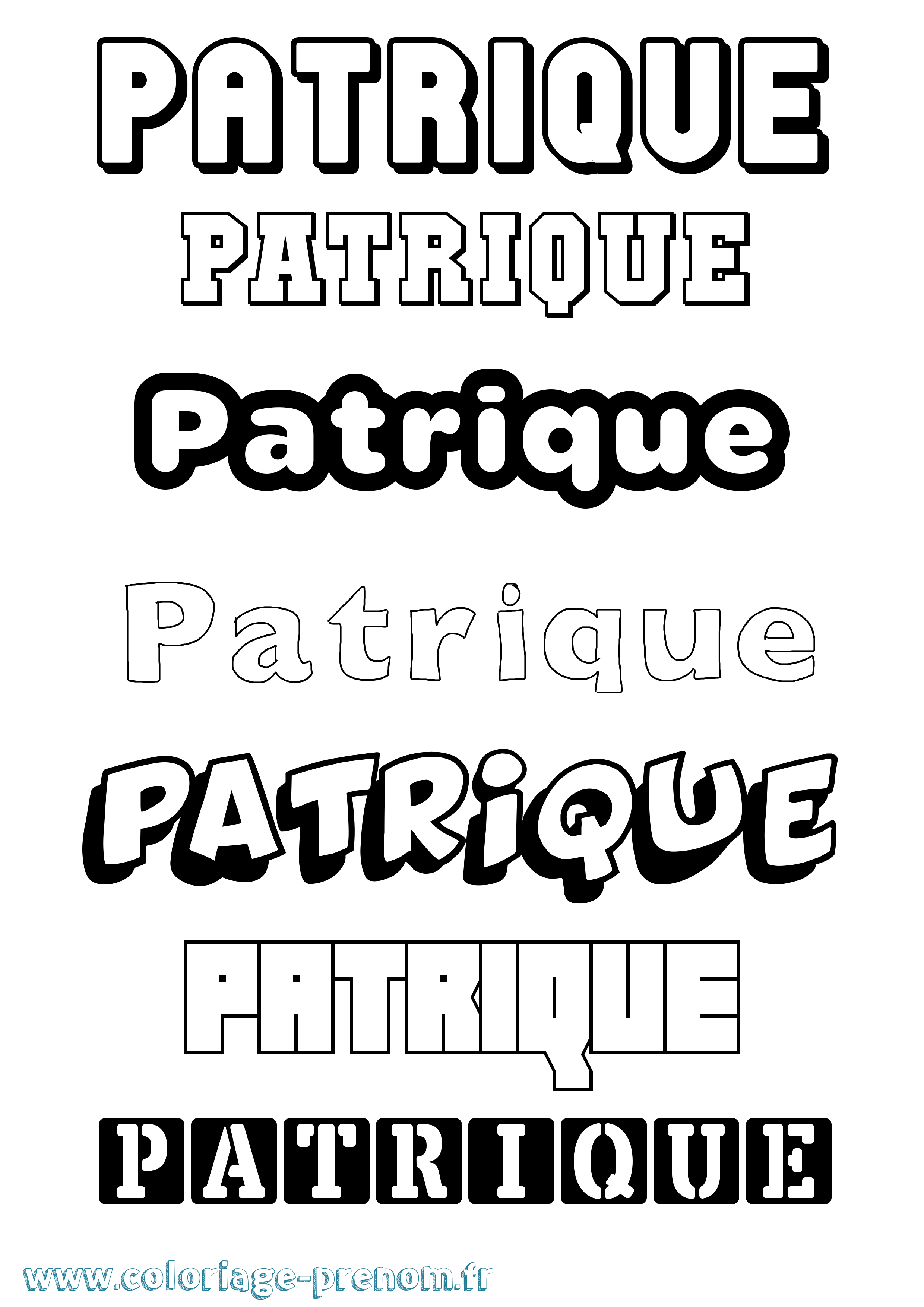 Coloriage Patrique Simple Coloriage prénom Patrique Simple