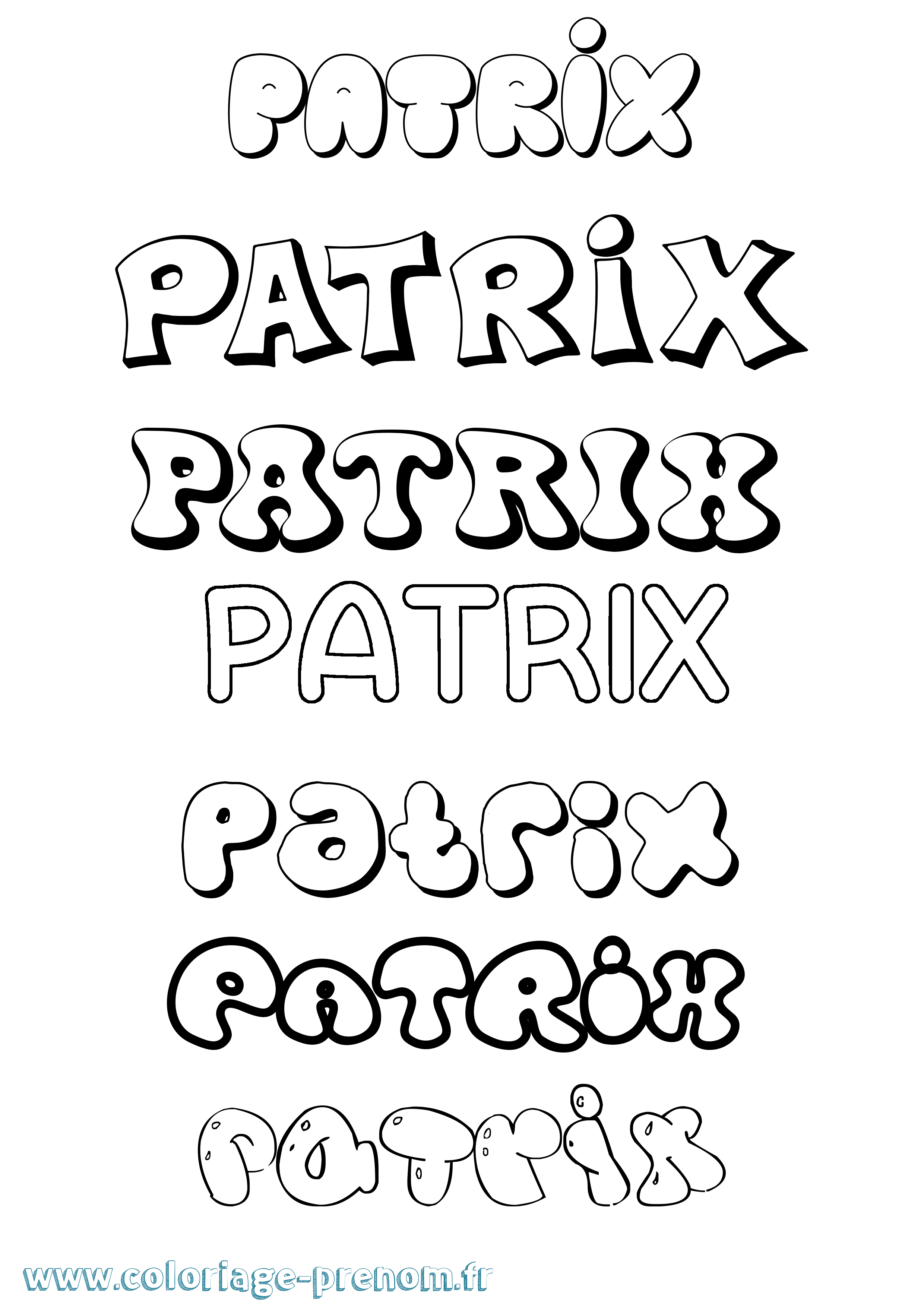 Coloriage Patrix Bubble Coloriage prénom Patrix Bubble