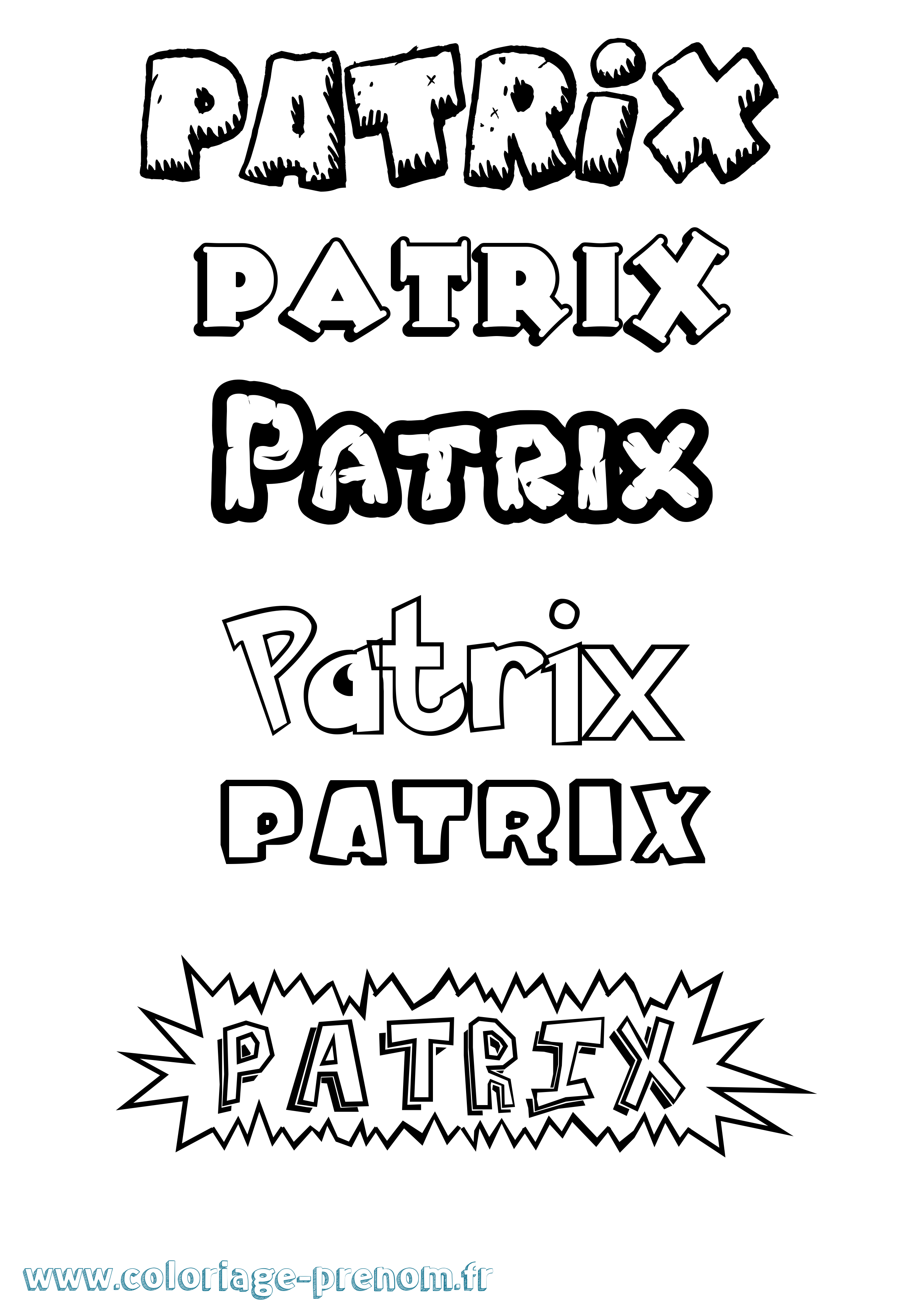 Coloriage Patrix Dessin Animé Coloriage prénom Patrix Dessin Animé