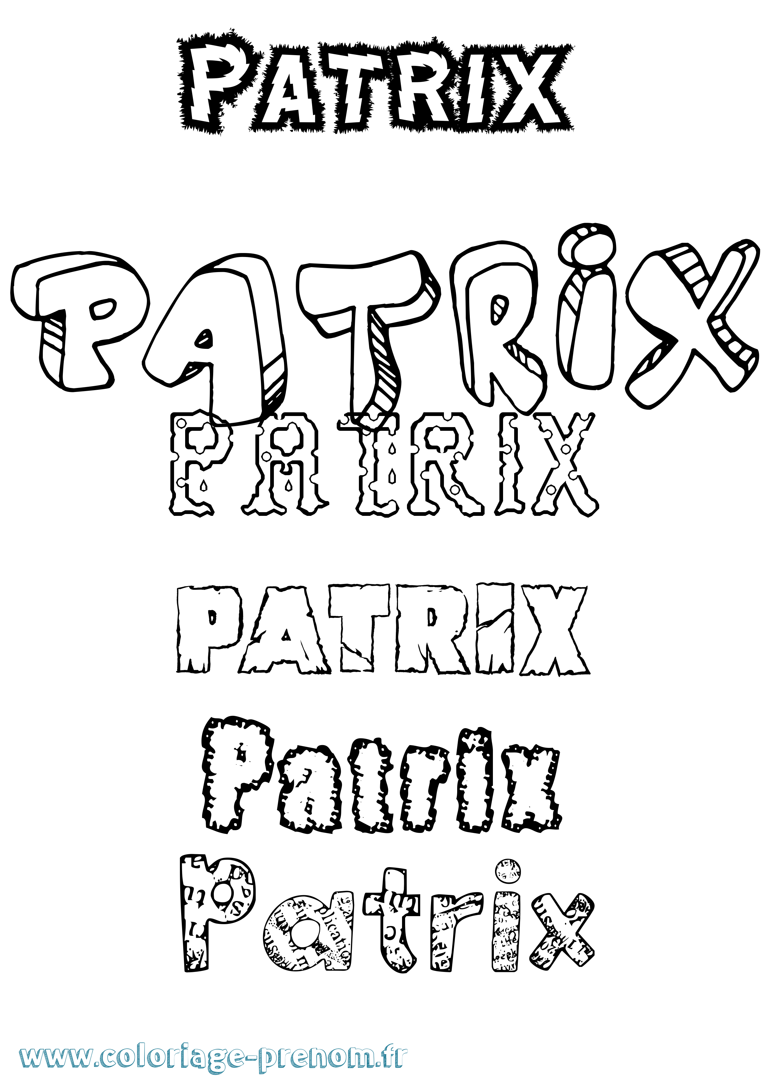 Coloriage Patrix Destructuré Coloriage prénom Patrix Destructuré