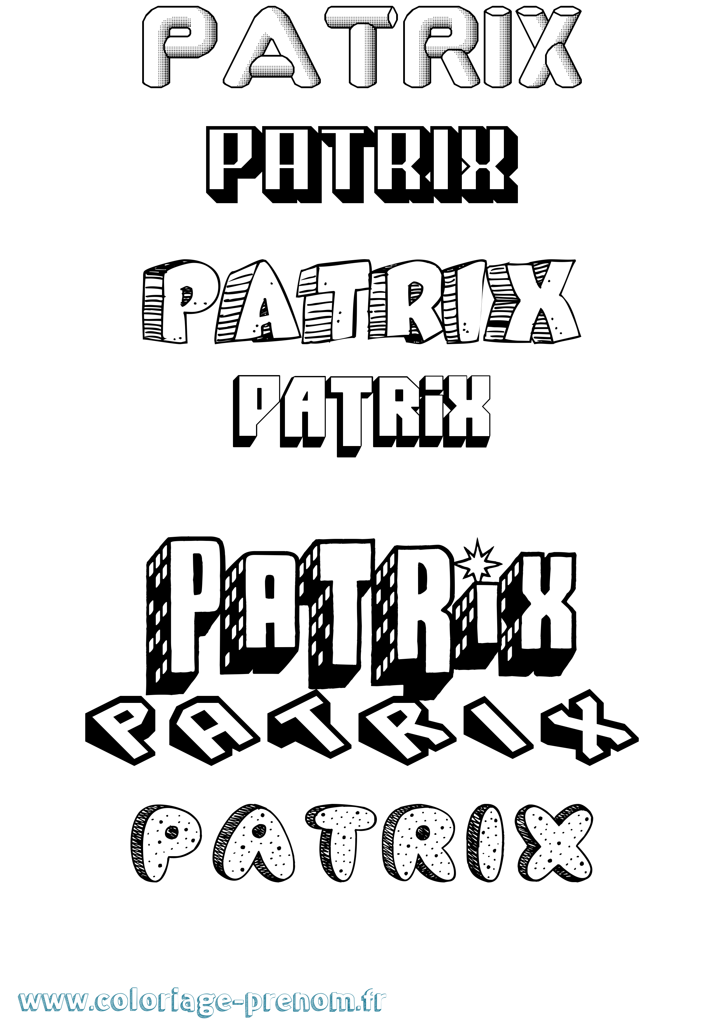 Coloriage Patrix Effet 3D Coloriage prénom Patrix Effet 3D