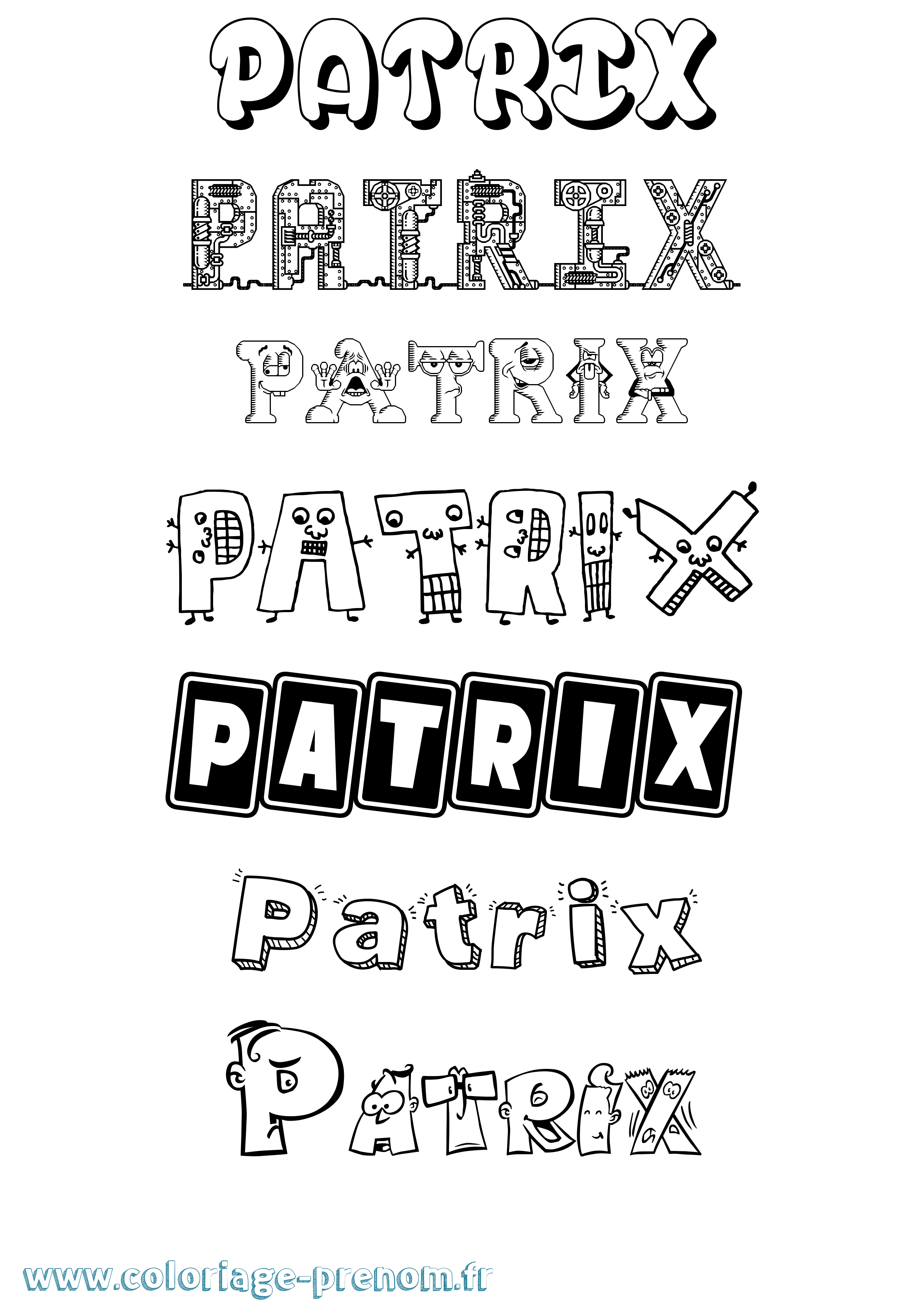 Coloriage Patrix Fun Coloriage prénom Patrix Fun
