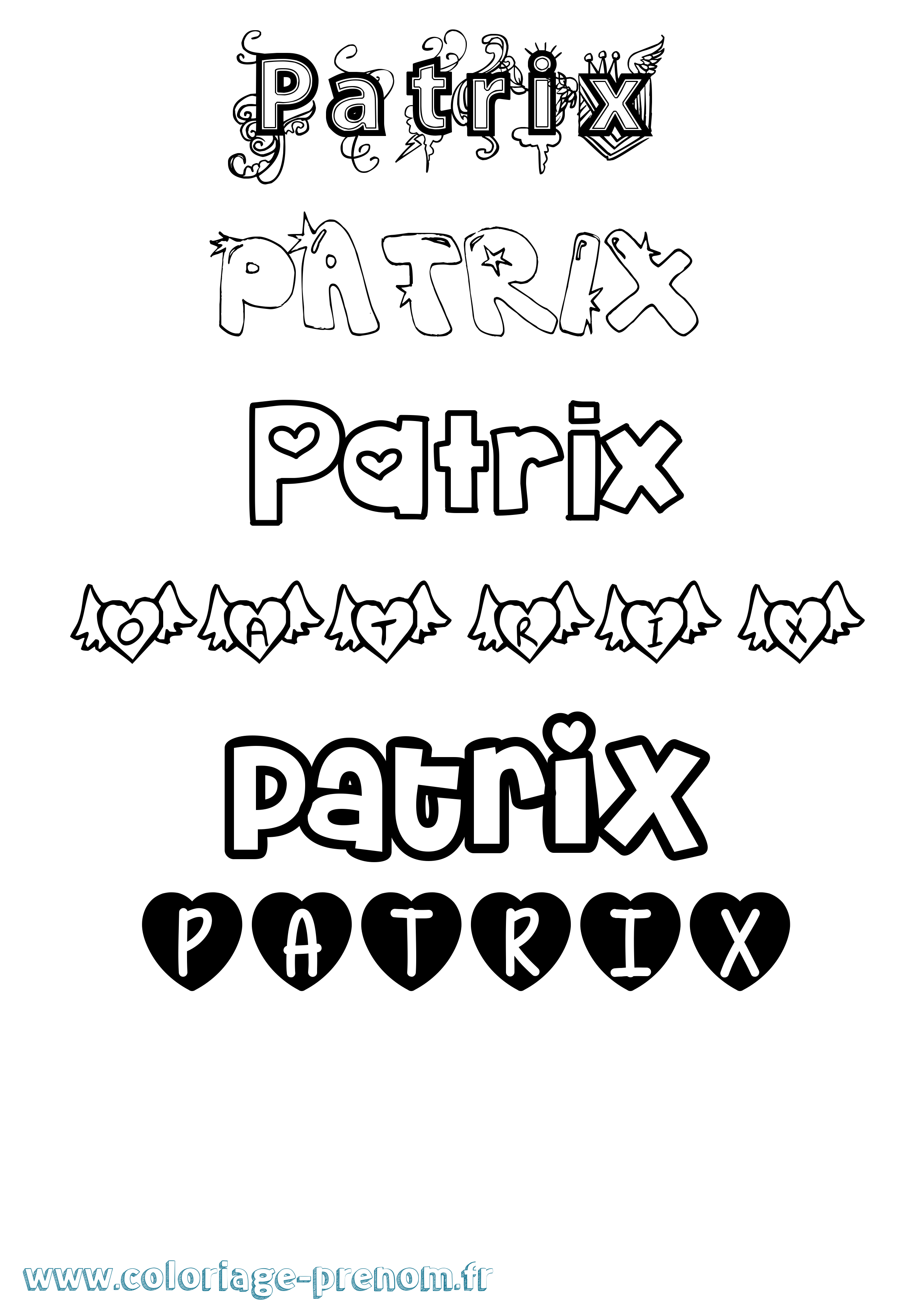 Coloriage Patrix Girly Coloriage prénom Patrix Girly
