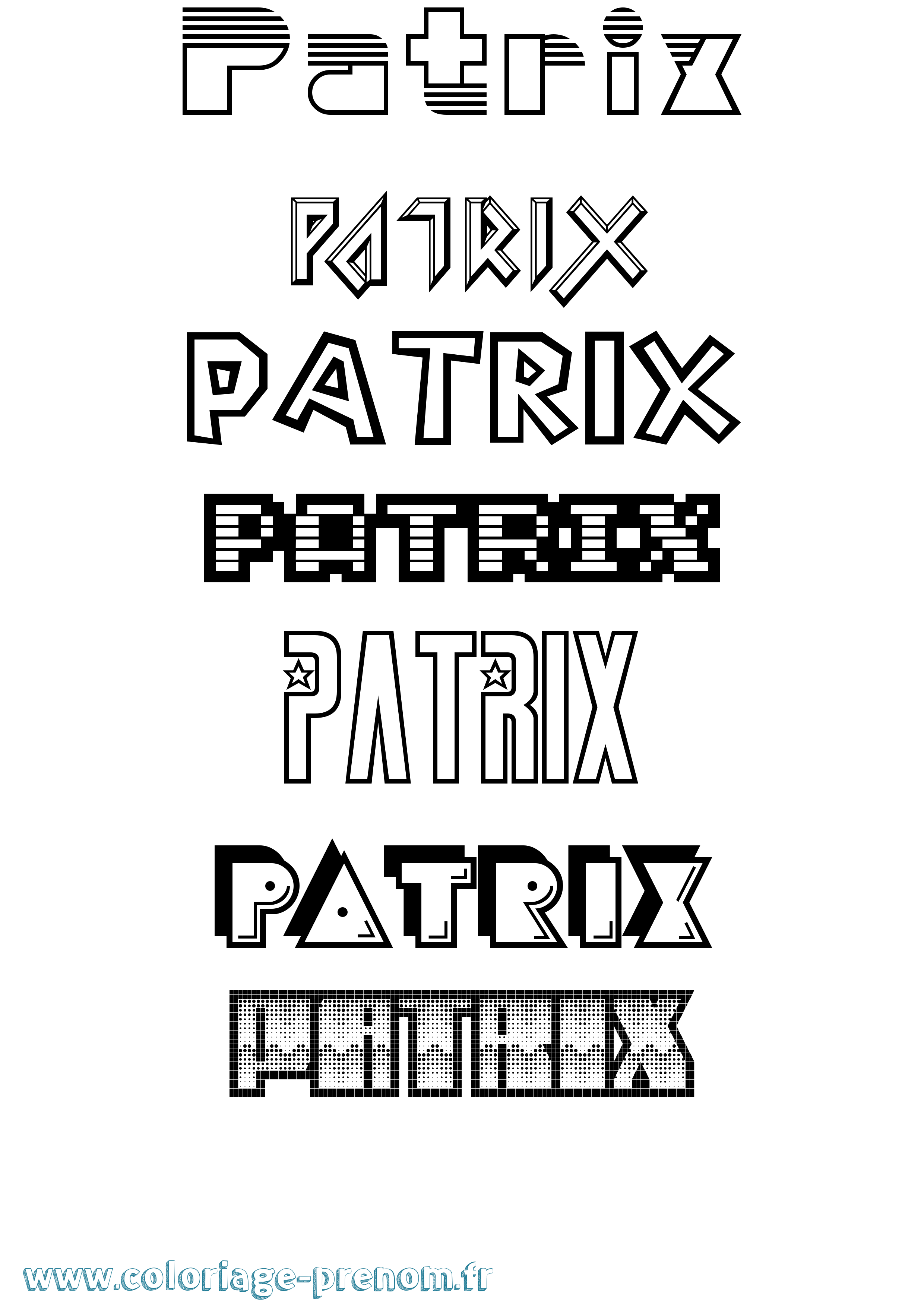 Coloriage Patrix Jeux Vidéos Coloriage prénom Patrix Jeux Vidéos