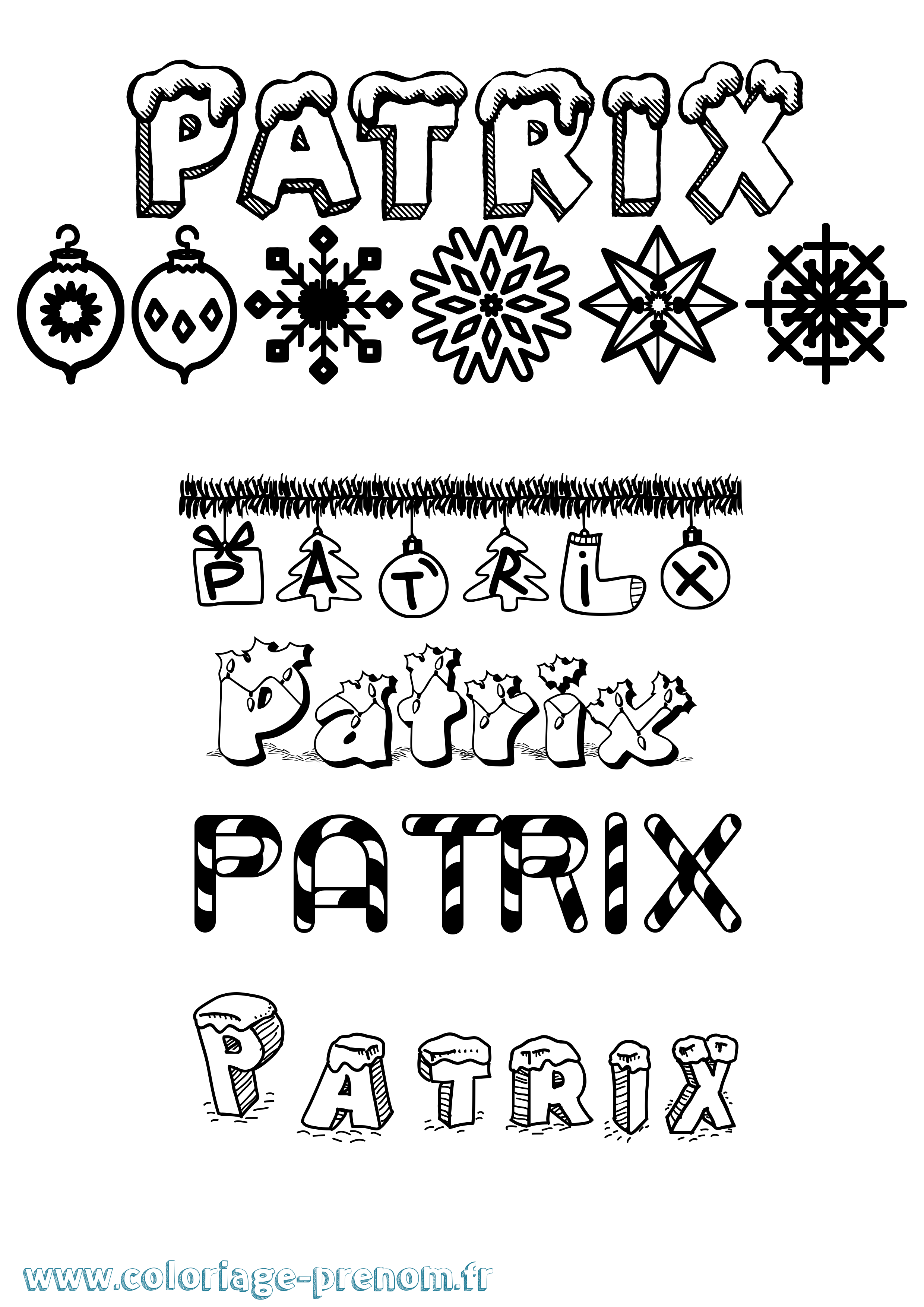 Coloriage Patrix Noël Coloriage prénom Patrix Noël