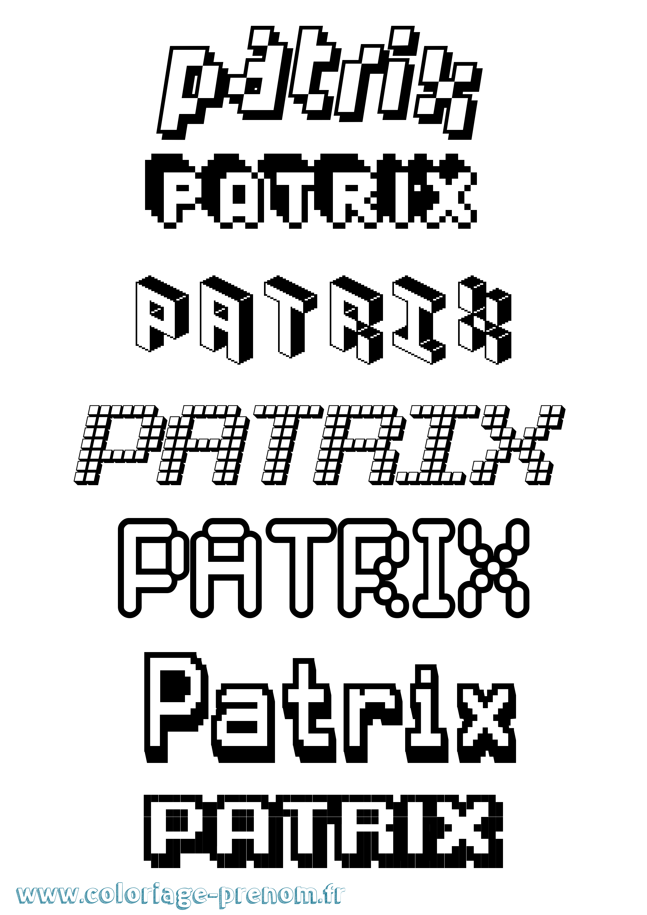 Coloriage Patrix Pixel Coloriage prénom Patrix Pixel