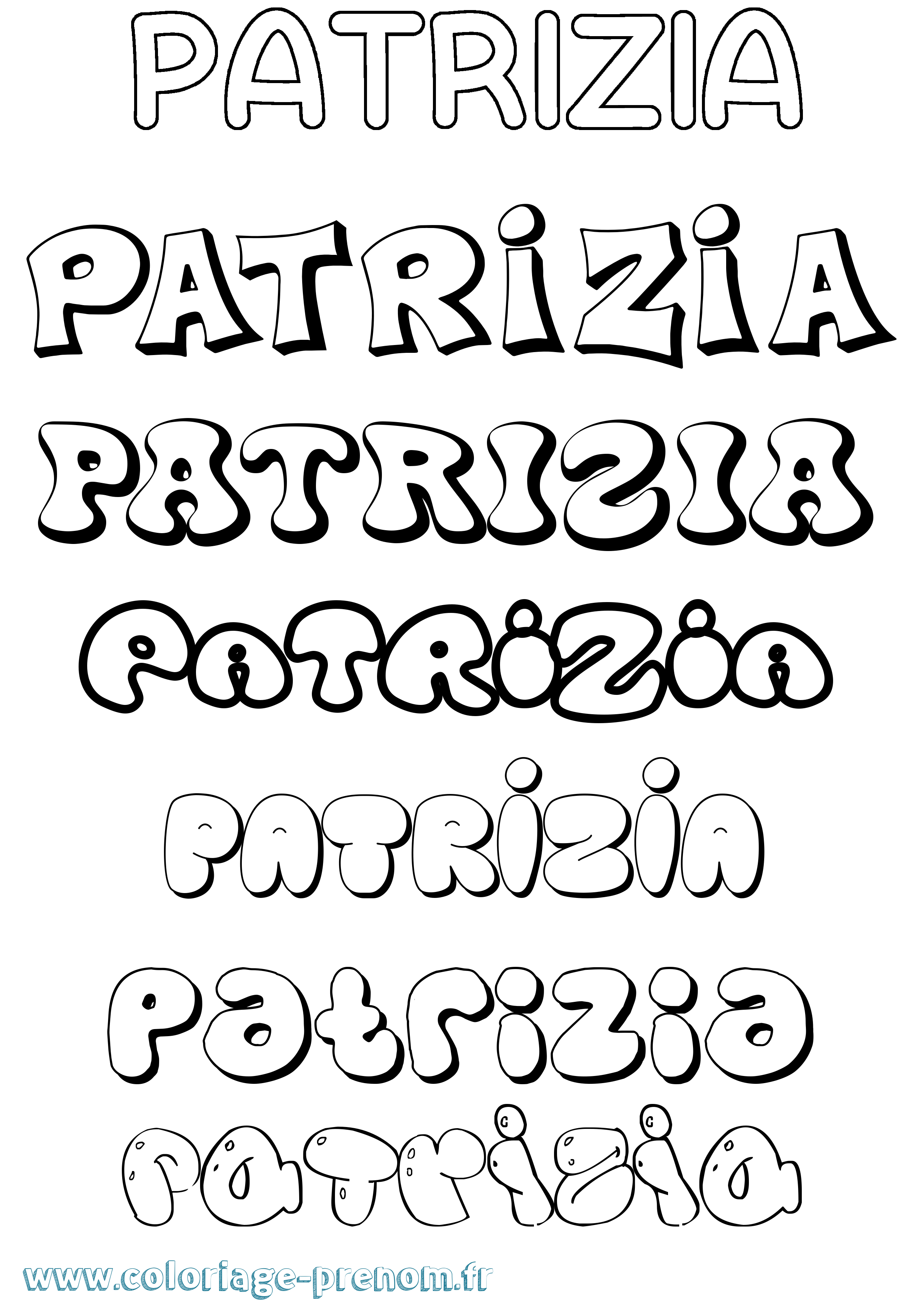 Coloriage Patrizia Bubble Coloriage prénom Patrizia Bubble