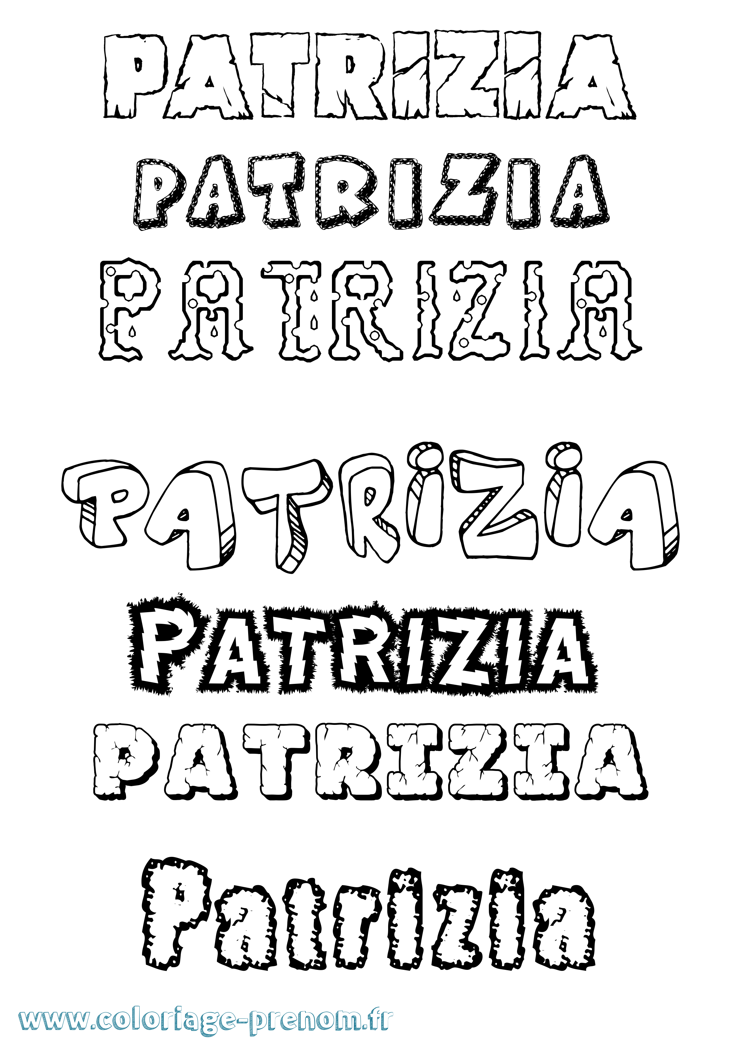 Coloriage Patrizia Destructuré Coloriage prénom Patrizia Destructuré