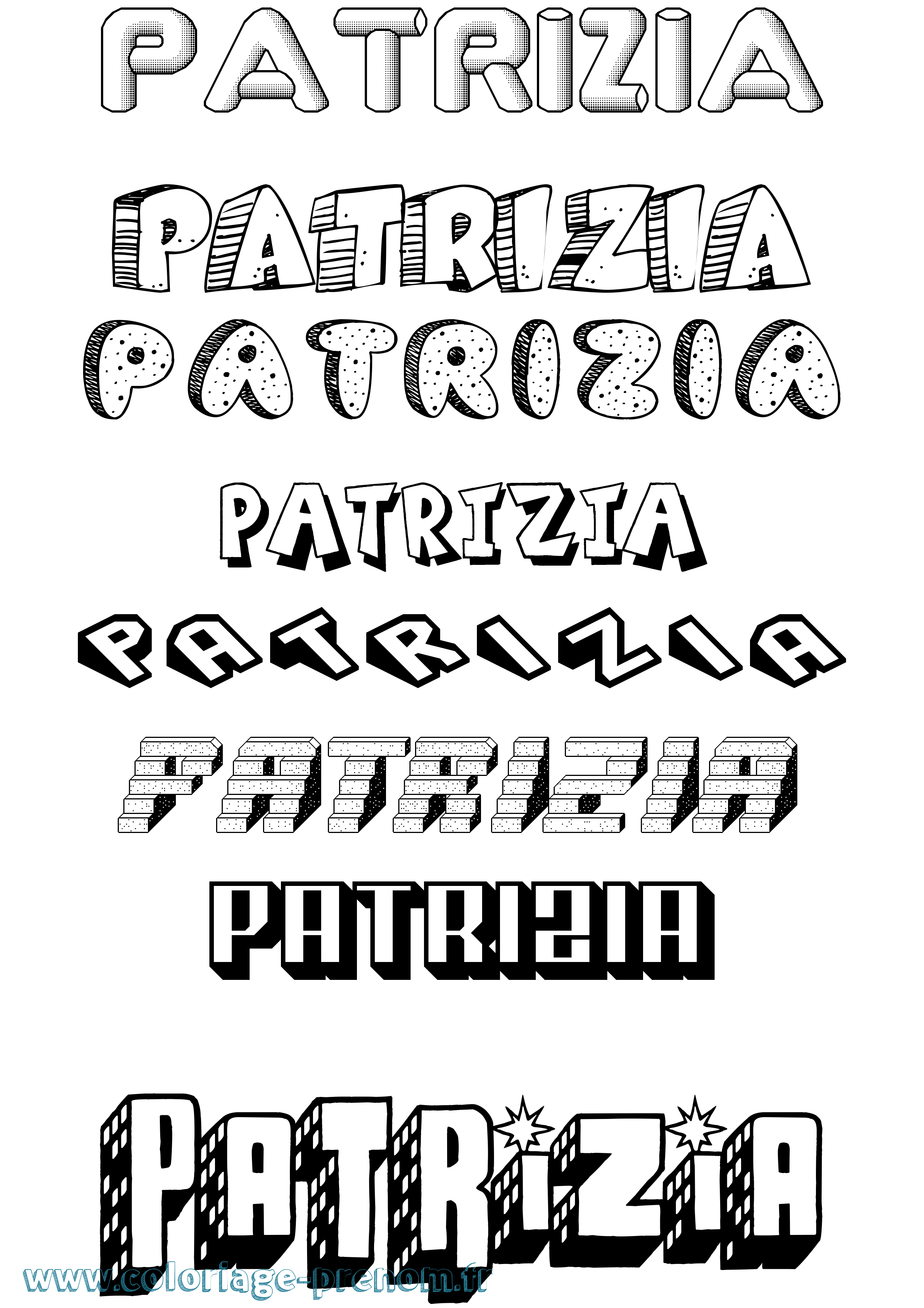 Coloriage Patrizia Effet 3D Coloriage prénom Patrizia Effet 3D