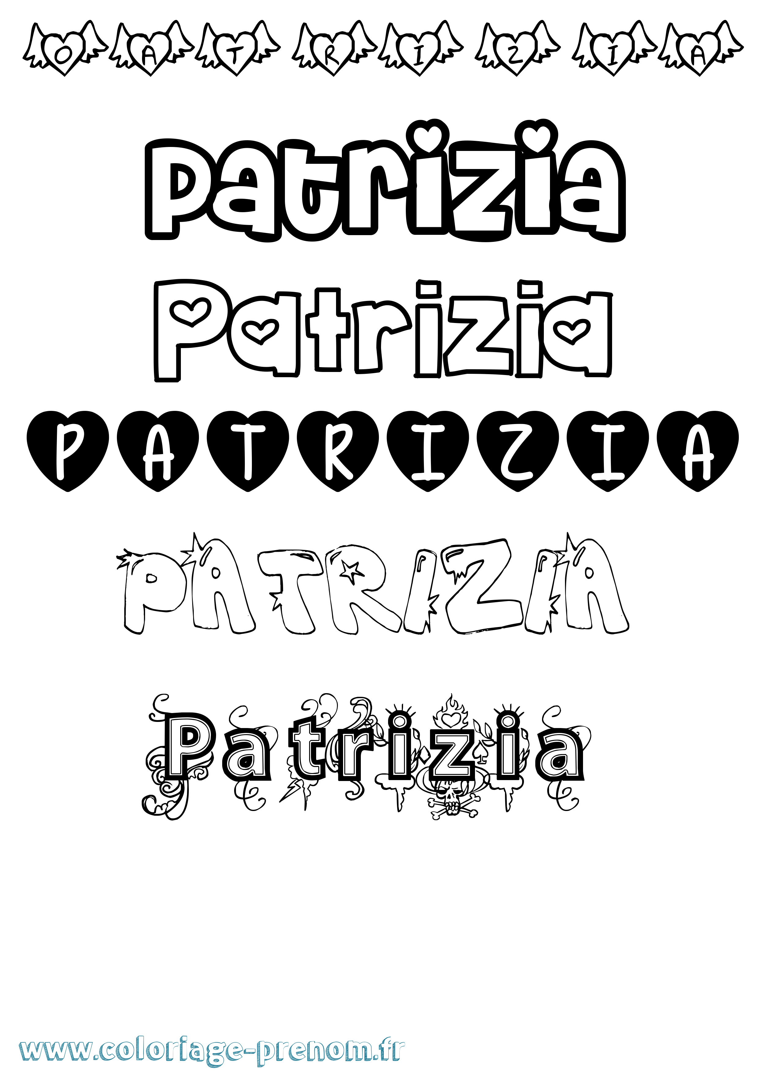 Coloriage Patrizia Girly Coloriage prénom Patrizia Girly