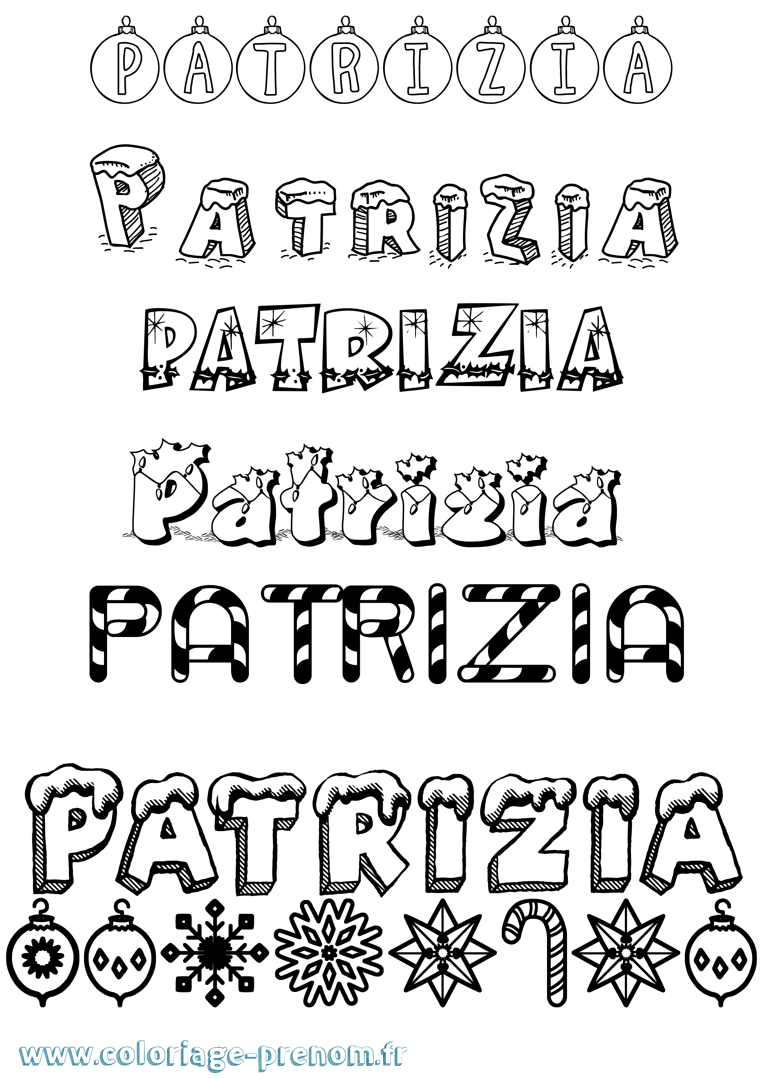 Coloriage Patrizia Noël Coloriage prénom Patrizia Noël