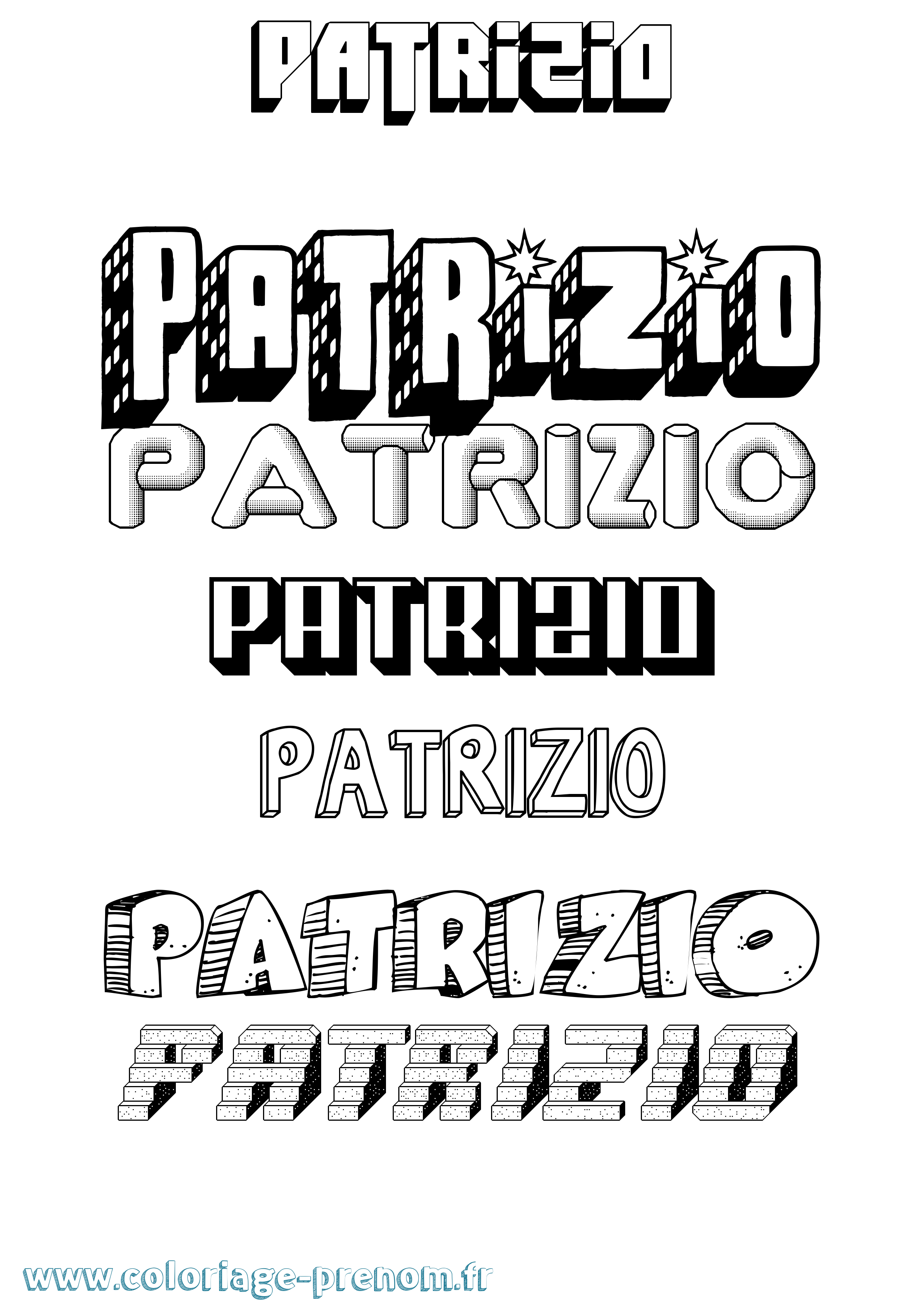 Coloriage Patrizio Effet 3D Coloriage prénom Patrizio Effet 3D