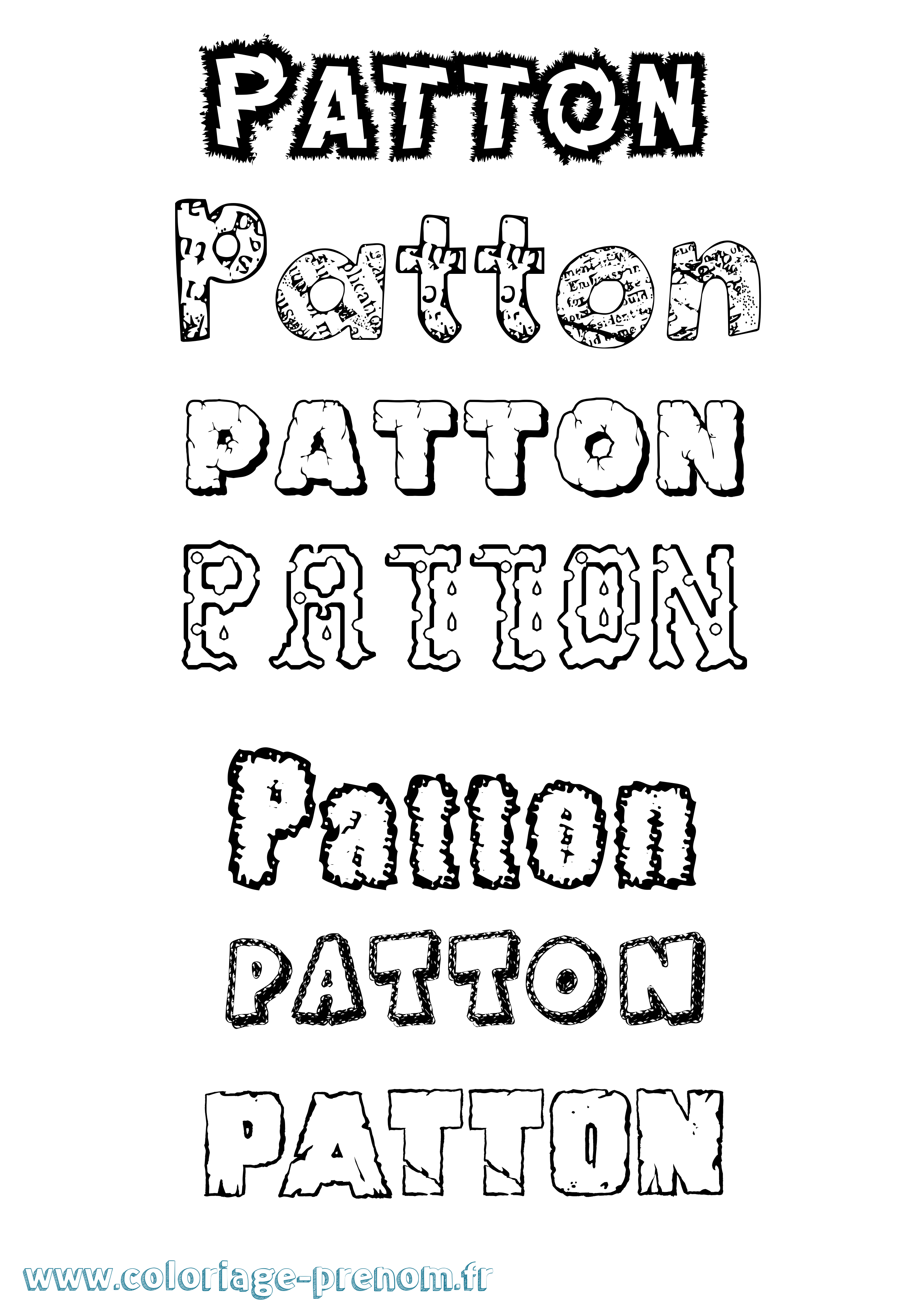 Coloriage Patton Destructuré Coloriage prénom Patton Destructuré