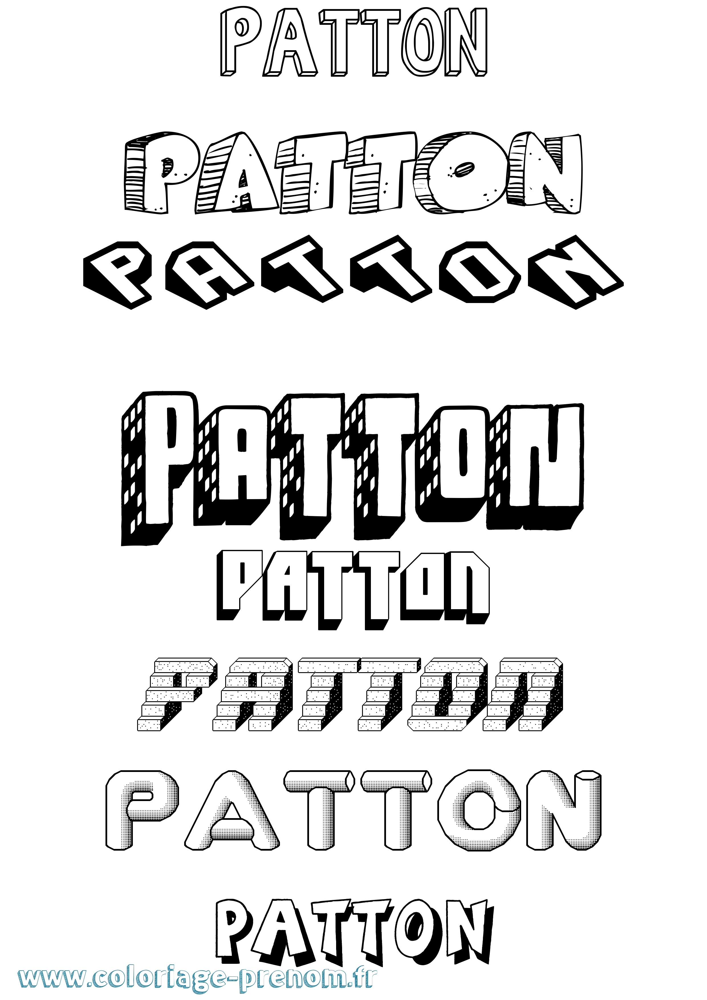 Coloriage Patton Effet 3D Coloriage prénom Patton Effet 3D