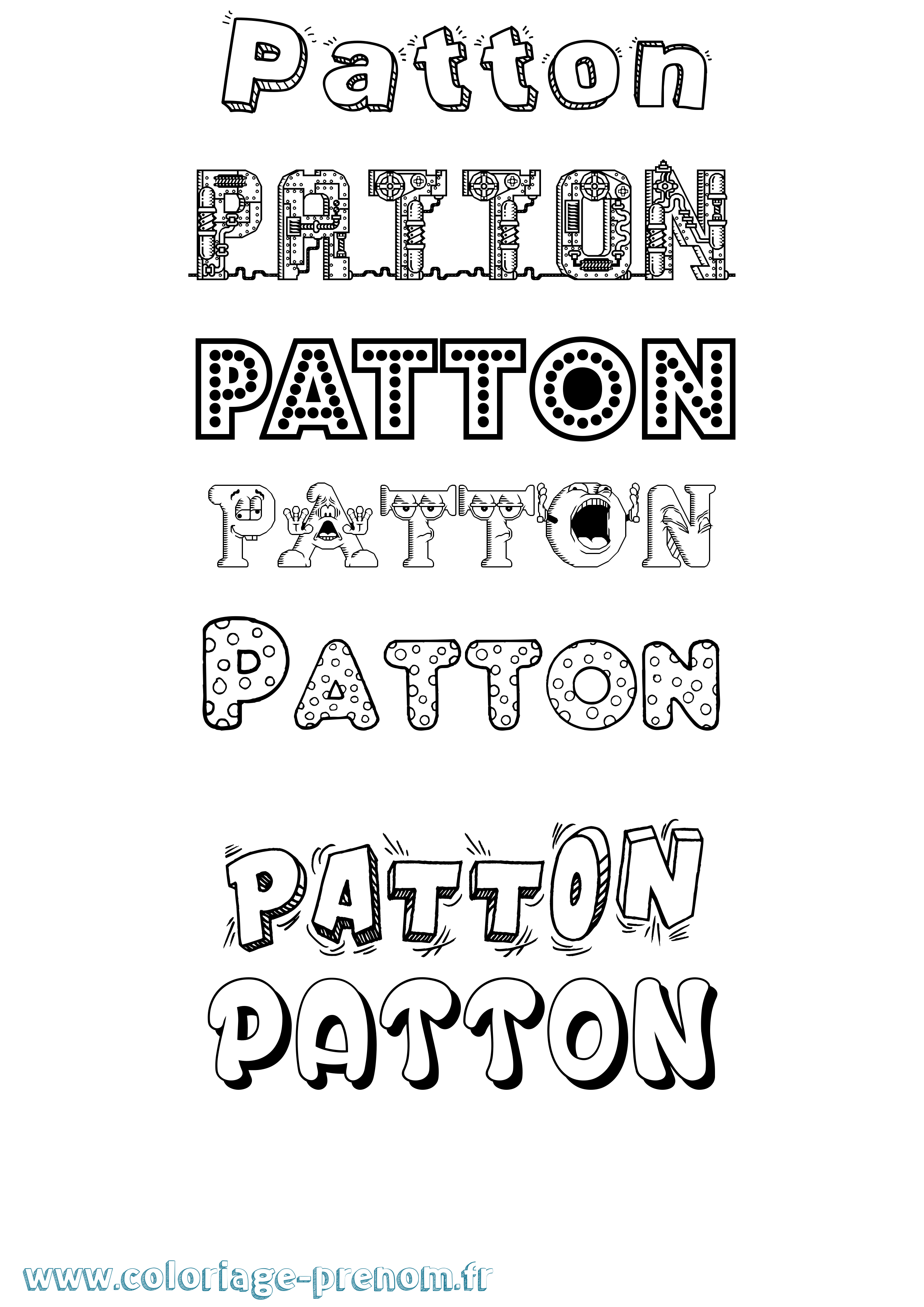 Coloriage Patton Fun Coloriage prénom Patton Fun