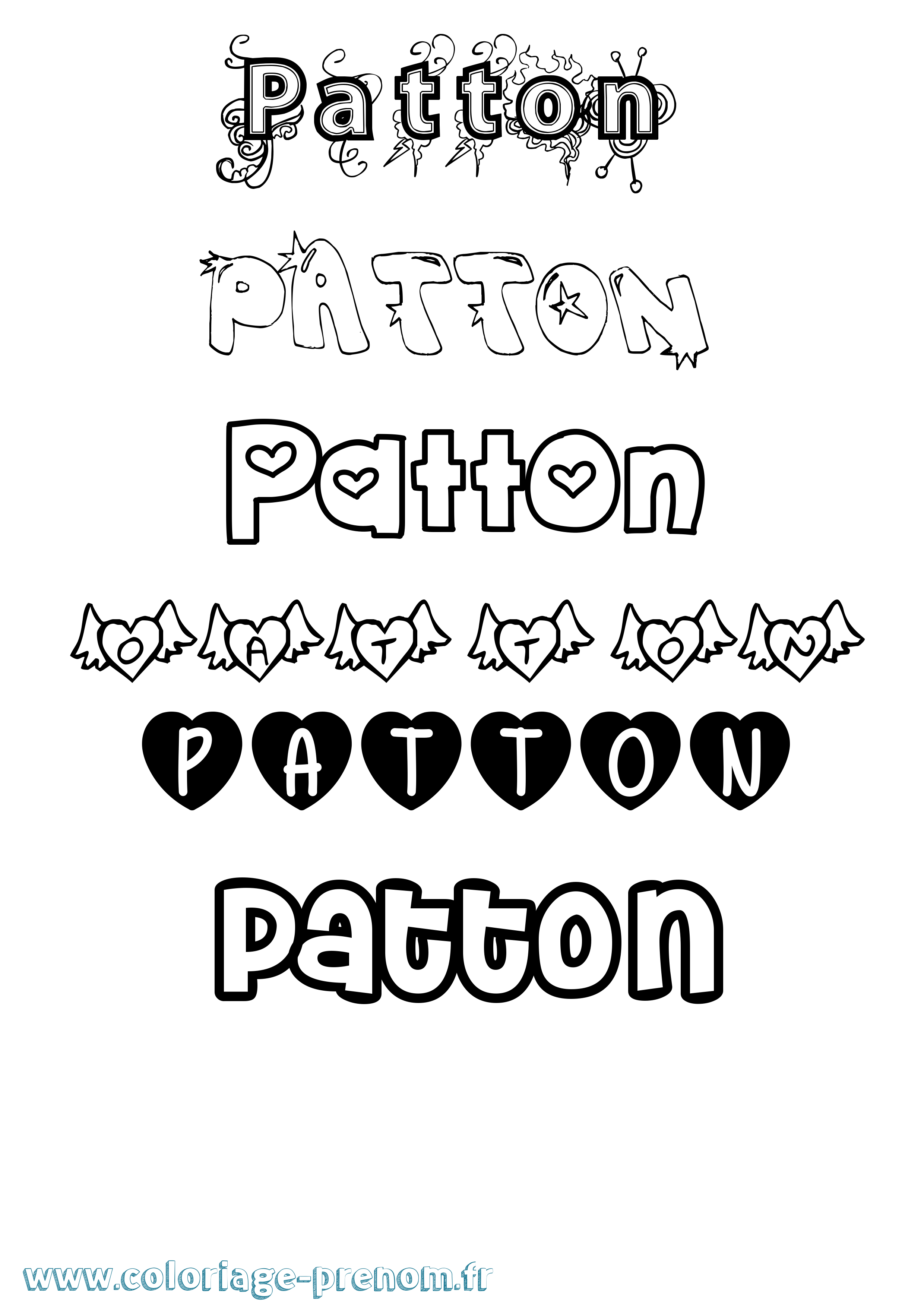 Coloriage Patton Girly Coloriage prénom Patton Girly