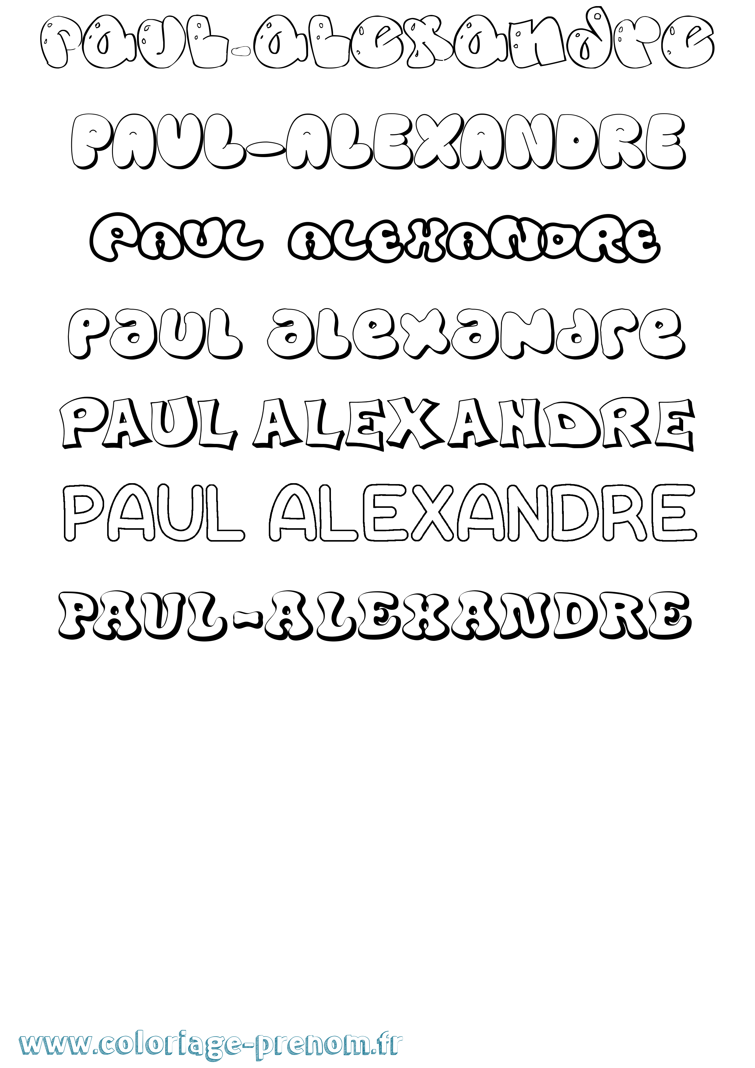 Coloriage Paul-Alexandre Bubble Coloriage prénom Paul-Alexandre Bubble