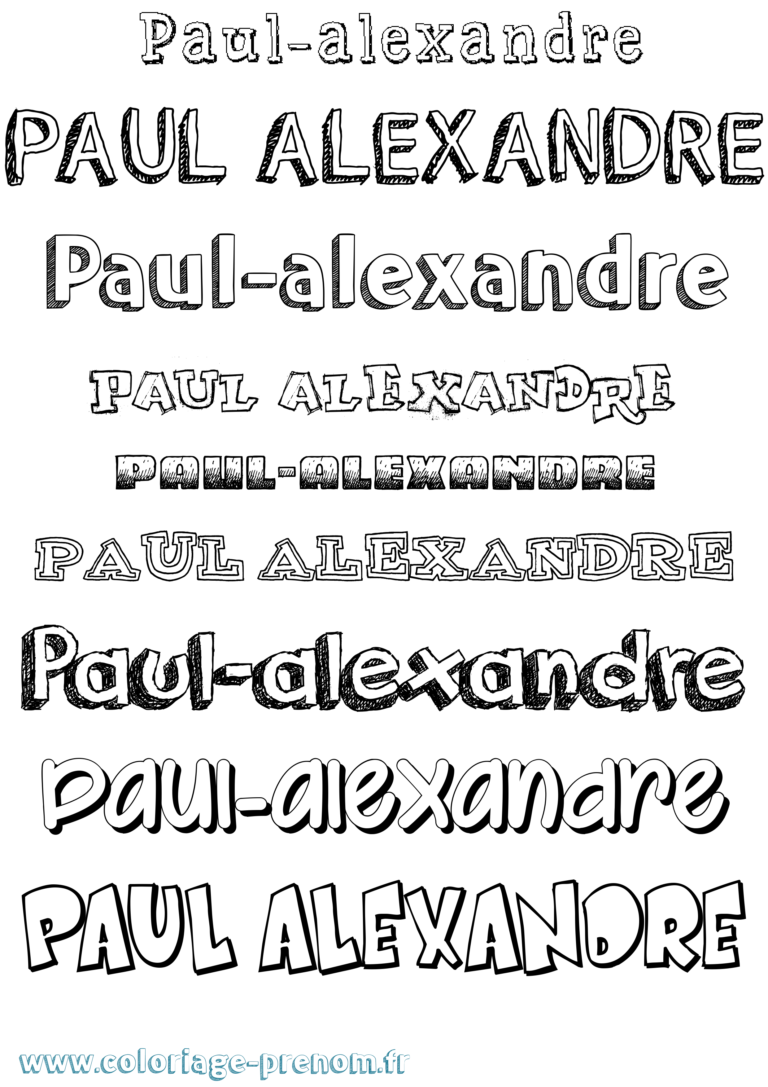 Coloriage Paul-Alexandre Dessiné Coloriage prénom Paul-Alexandre Dessiné