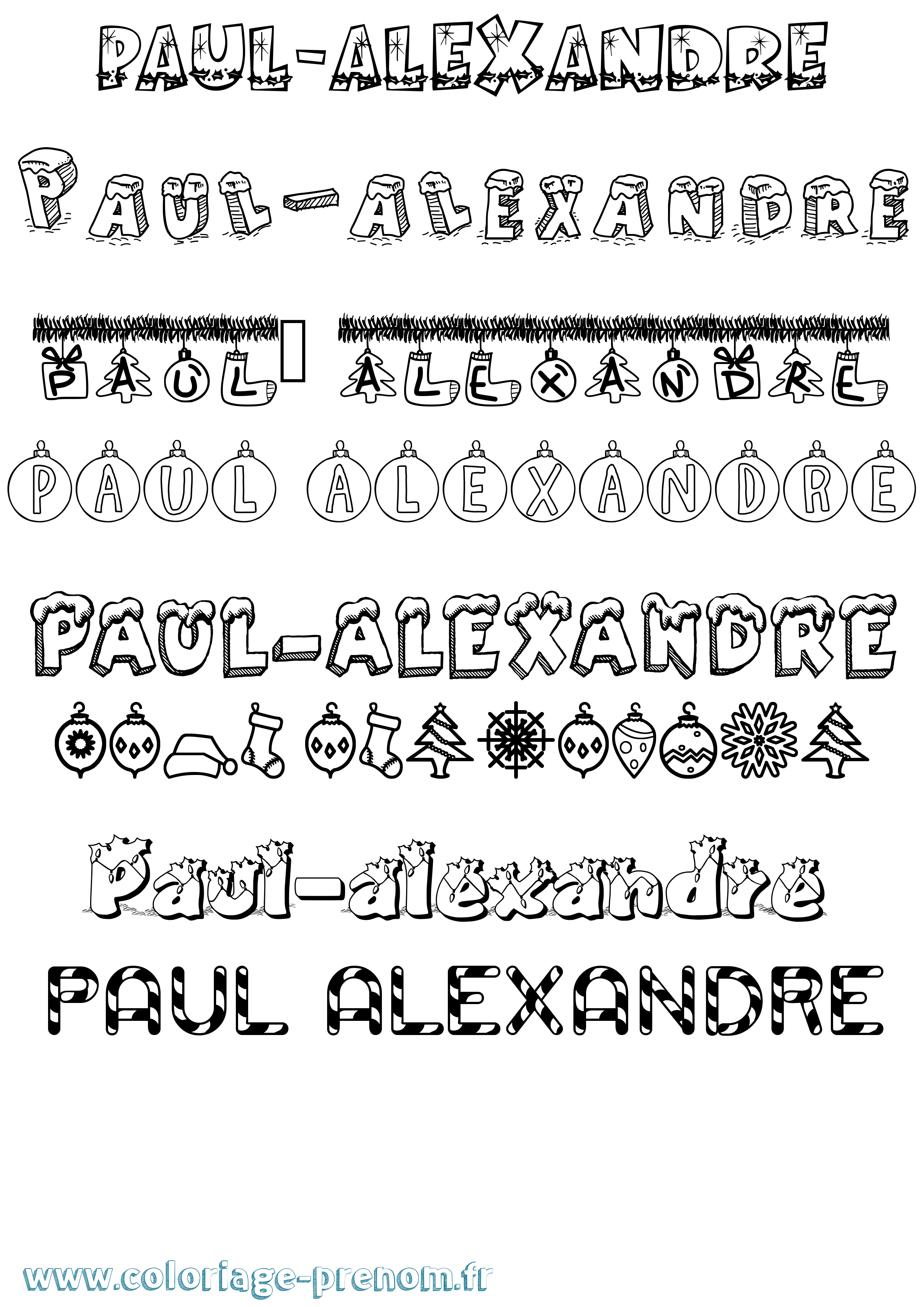 Coloriage Paul-Alexandre Noël Coloriage prénom Paul-Alexandre Noël