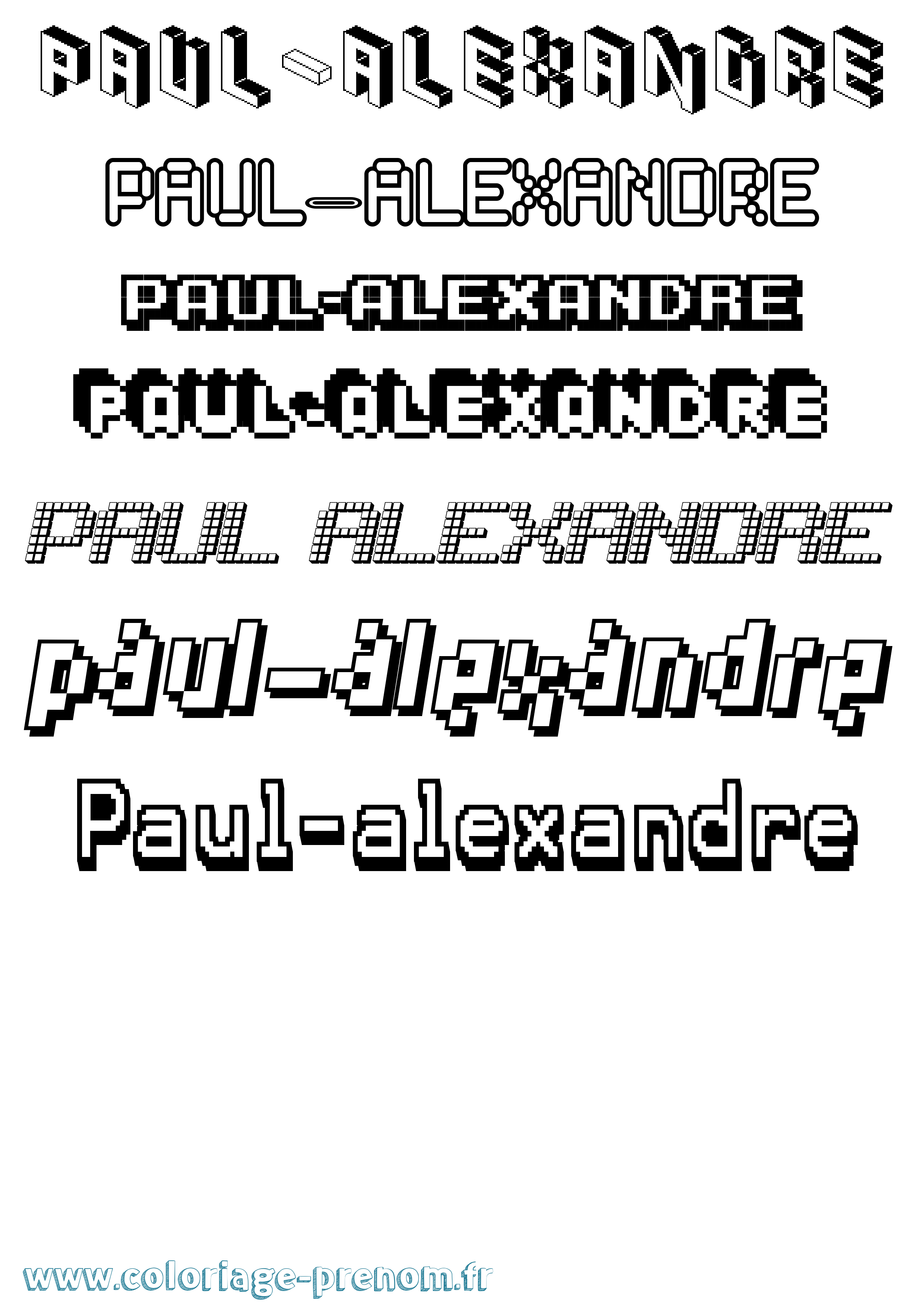 Coloriage Paul-Alexandre Pixel Coloriage prénom Paul-Alexandre Pixel