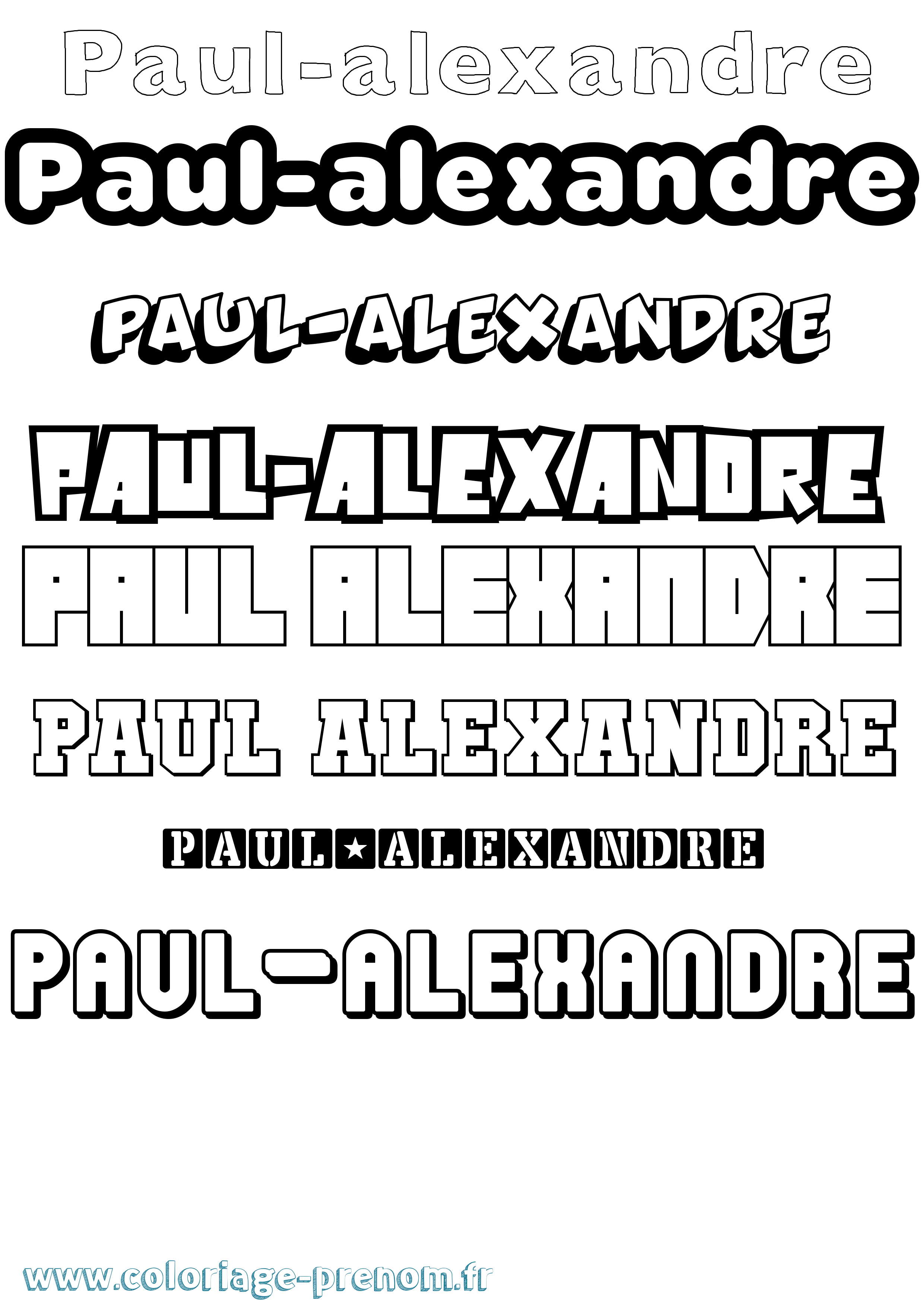 Coloriage Paul-Alexandre Simple Coloriage prénom Paul-Alexandre Simple