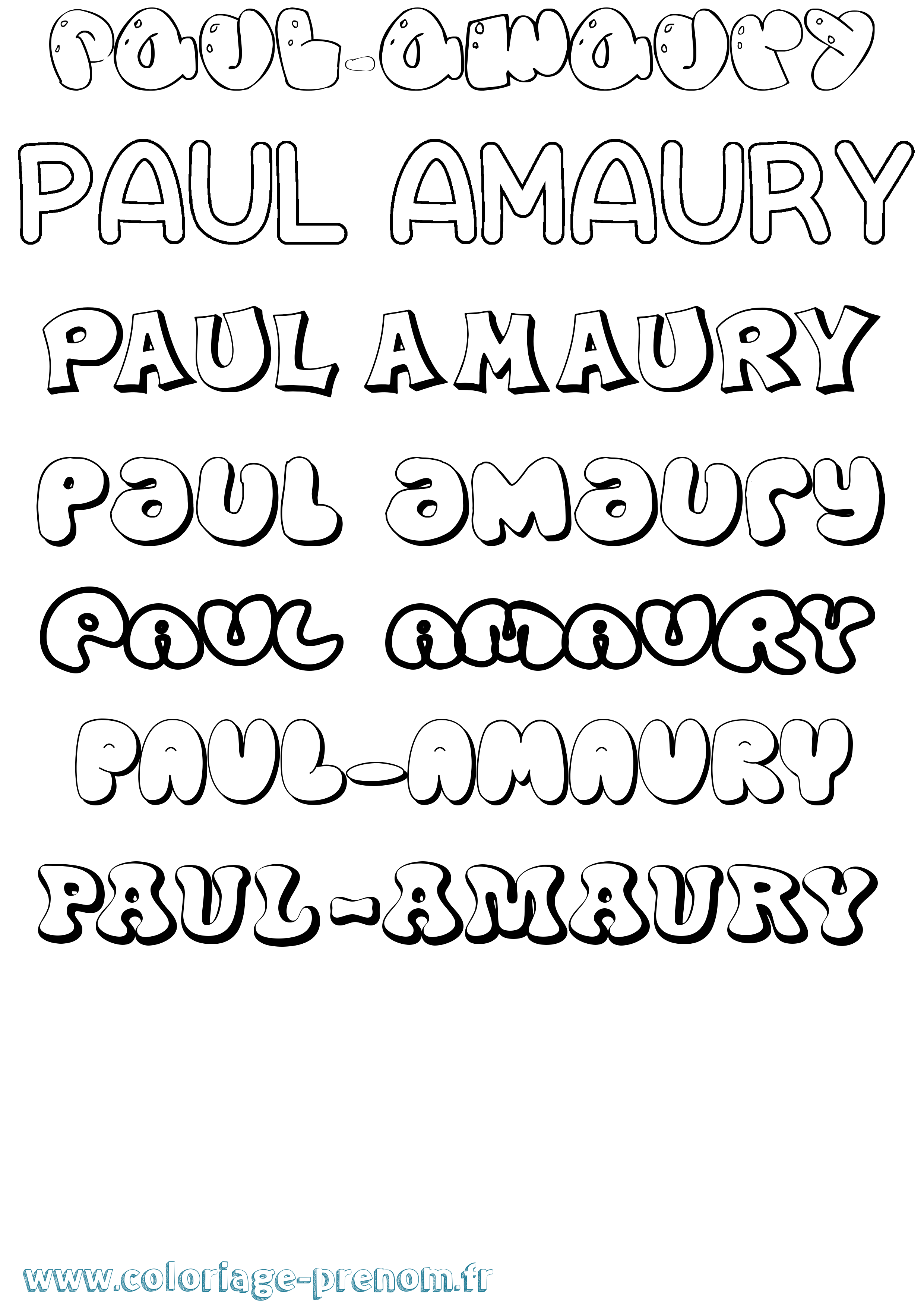 Coloriage Paul-Amaury Bubble Coloriage prénom Paul-Amaury Bubble