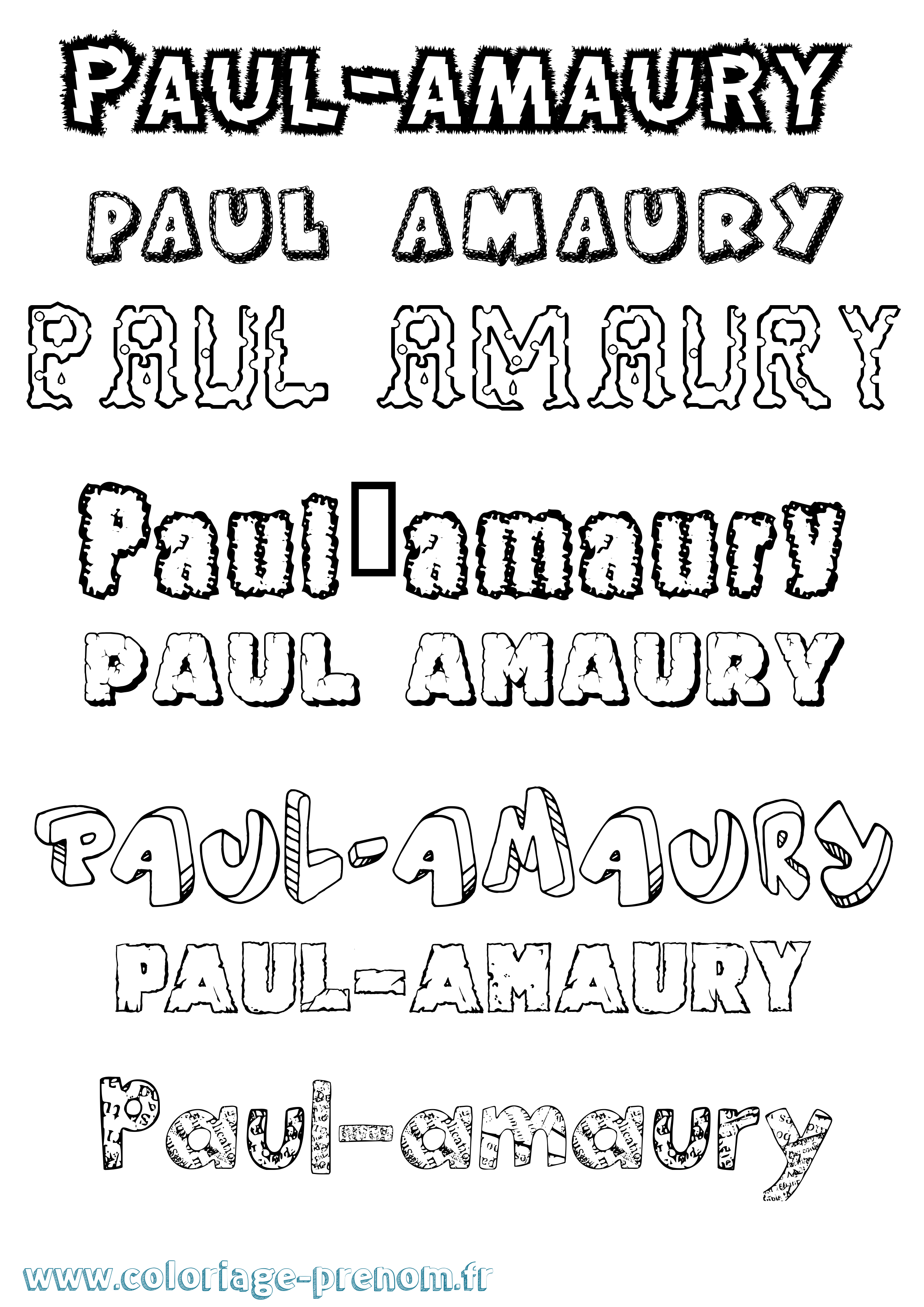 Coloriage Paul-Amaury Destructuré Coloriage prénom Paul-Amaury Destructuré