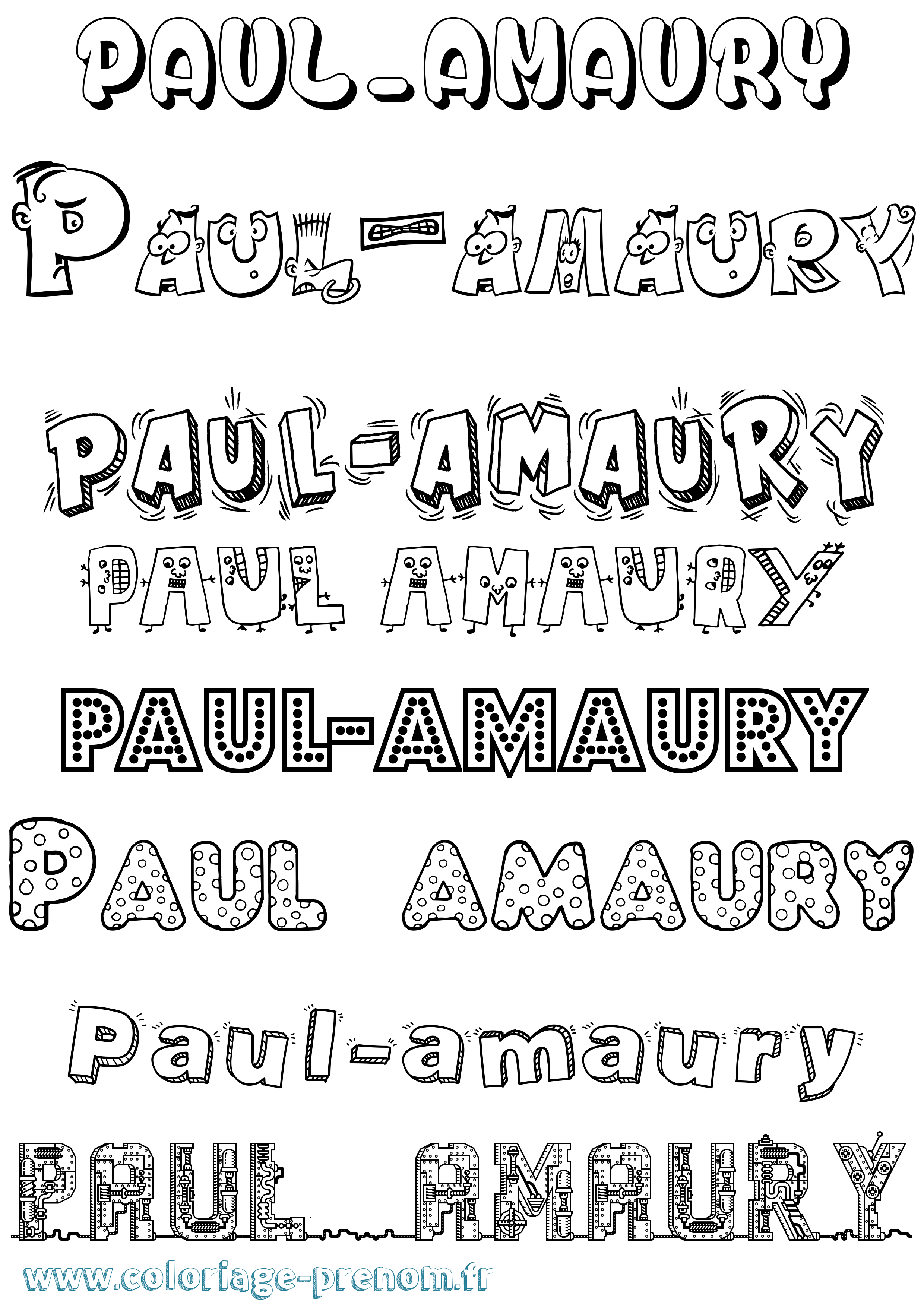 Coloriage Paul-Amaury Fun Coloriage prénom Paul-Amaury Fun