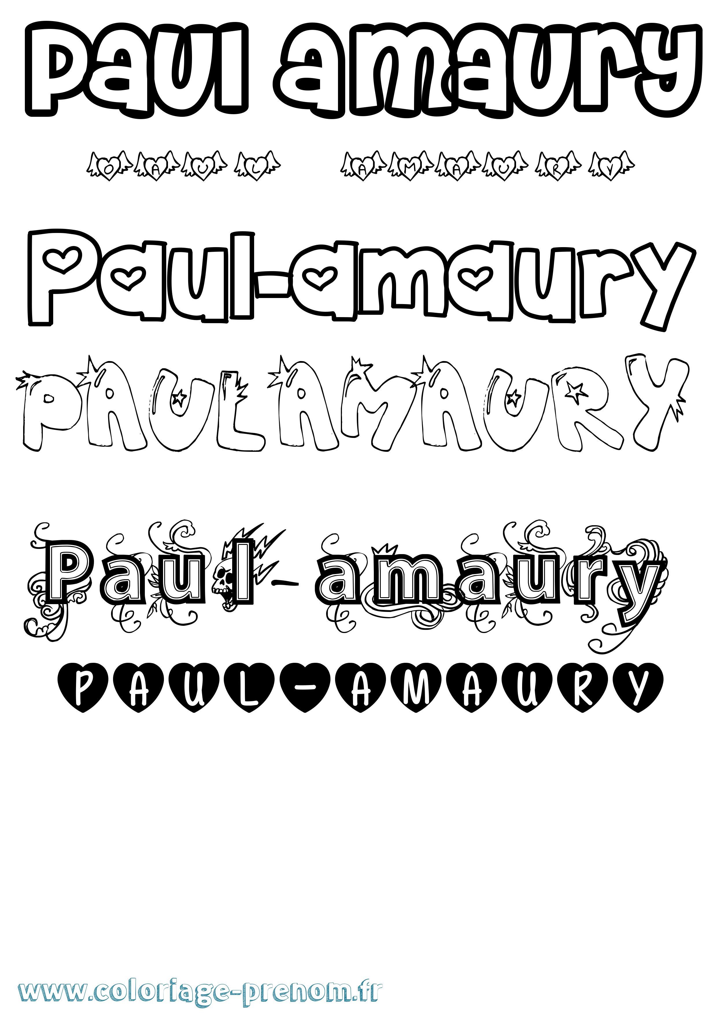 Coloriage Paul-Amaury Girly Coloriage prénom Paul-Amaury Girly