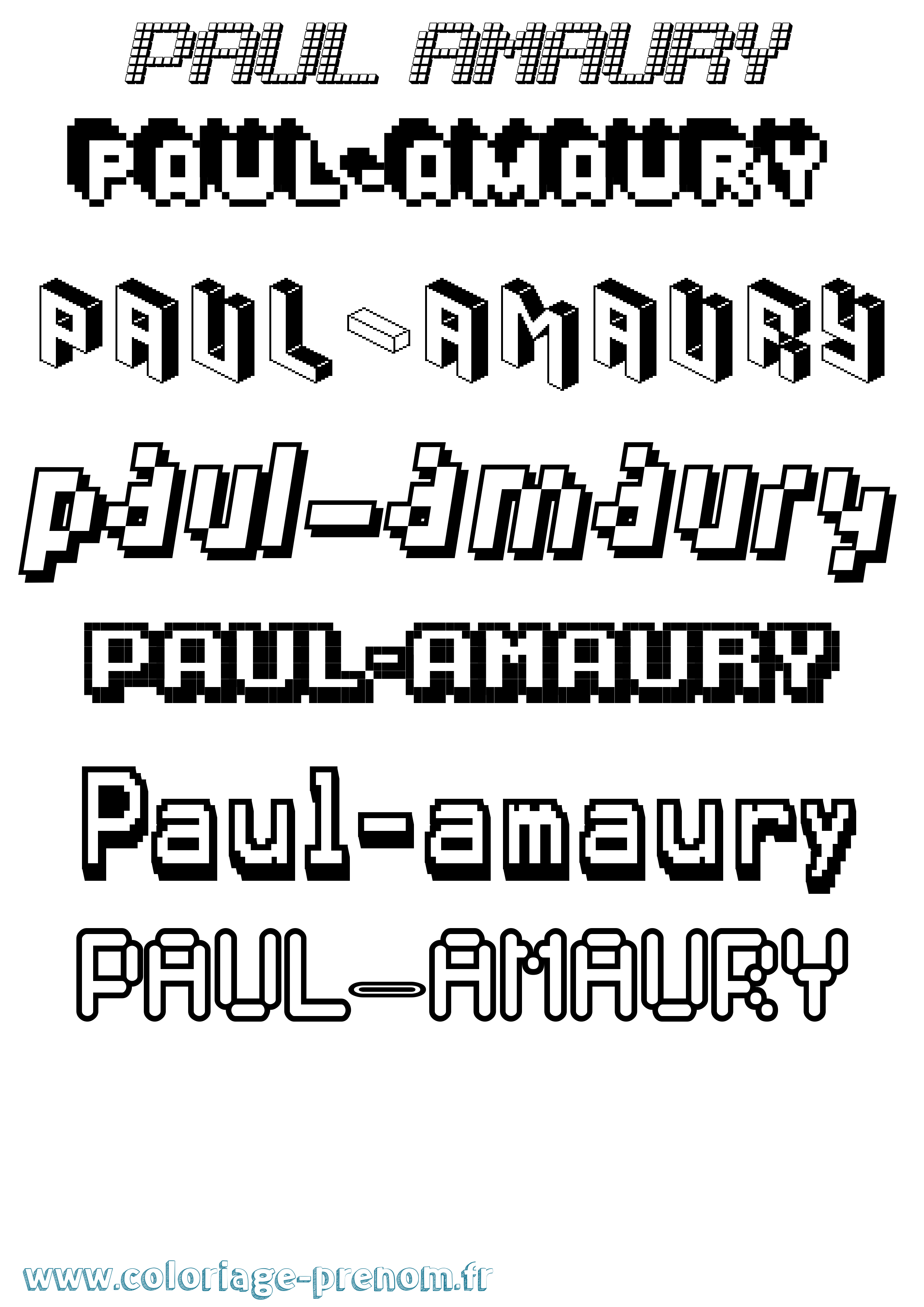 Coloriage Paul-Amaury Pixel Coloriage prénom Paul-Amaury Pixel