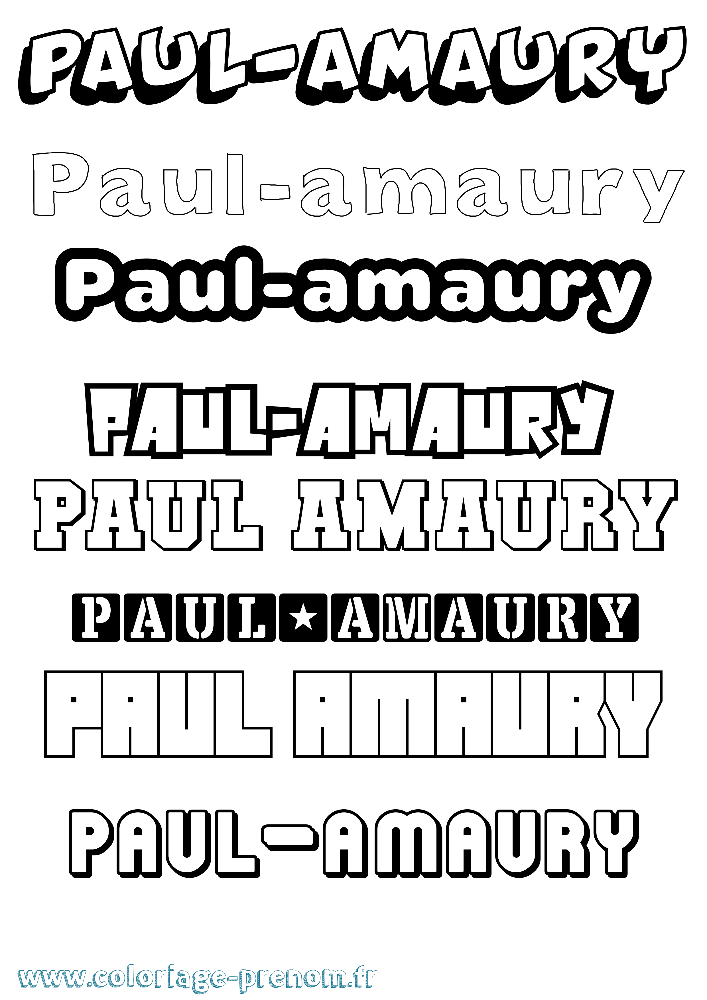 Coloriage Paul-Amaury Simple Coloriage prénom Paul-Amaury Simple