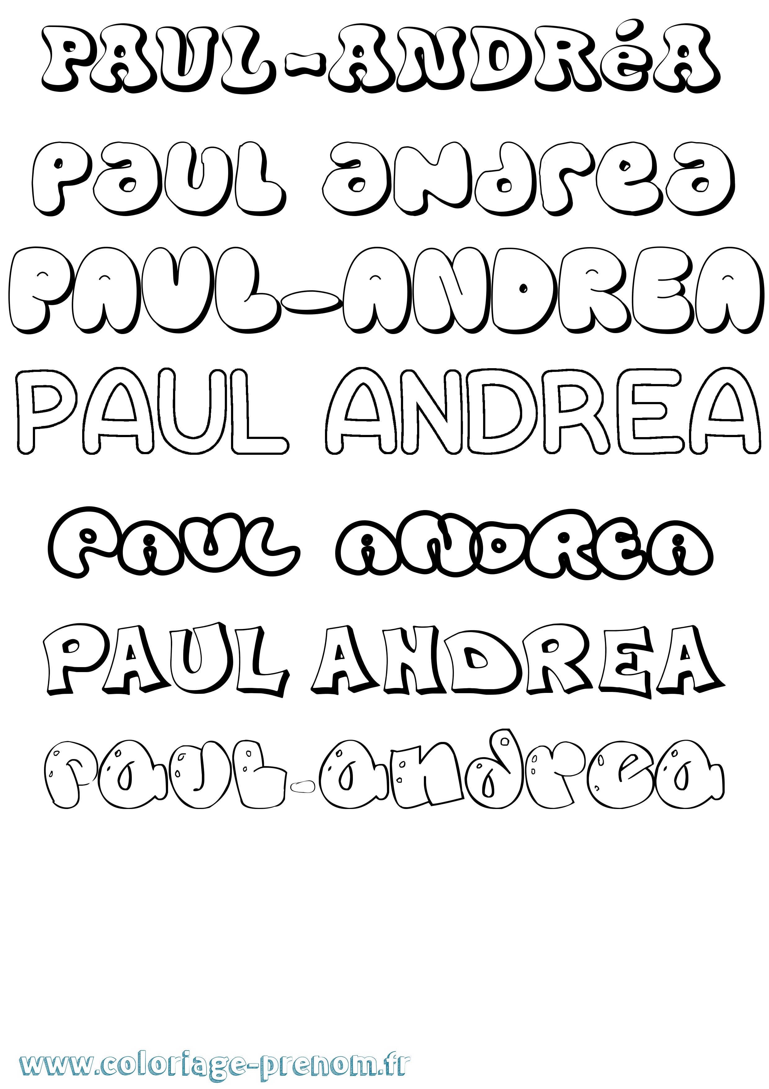 Coloriage Paul-Andréa Bubble Coloriage prénom Paul-Andréa Bubble