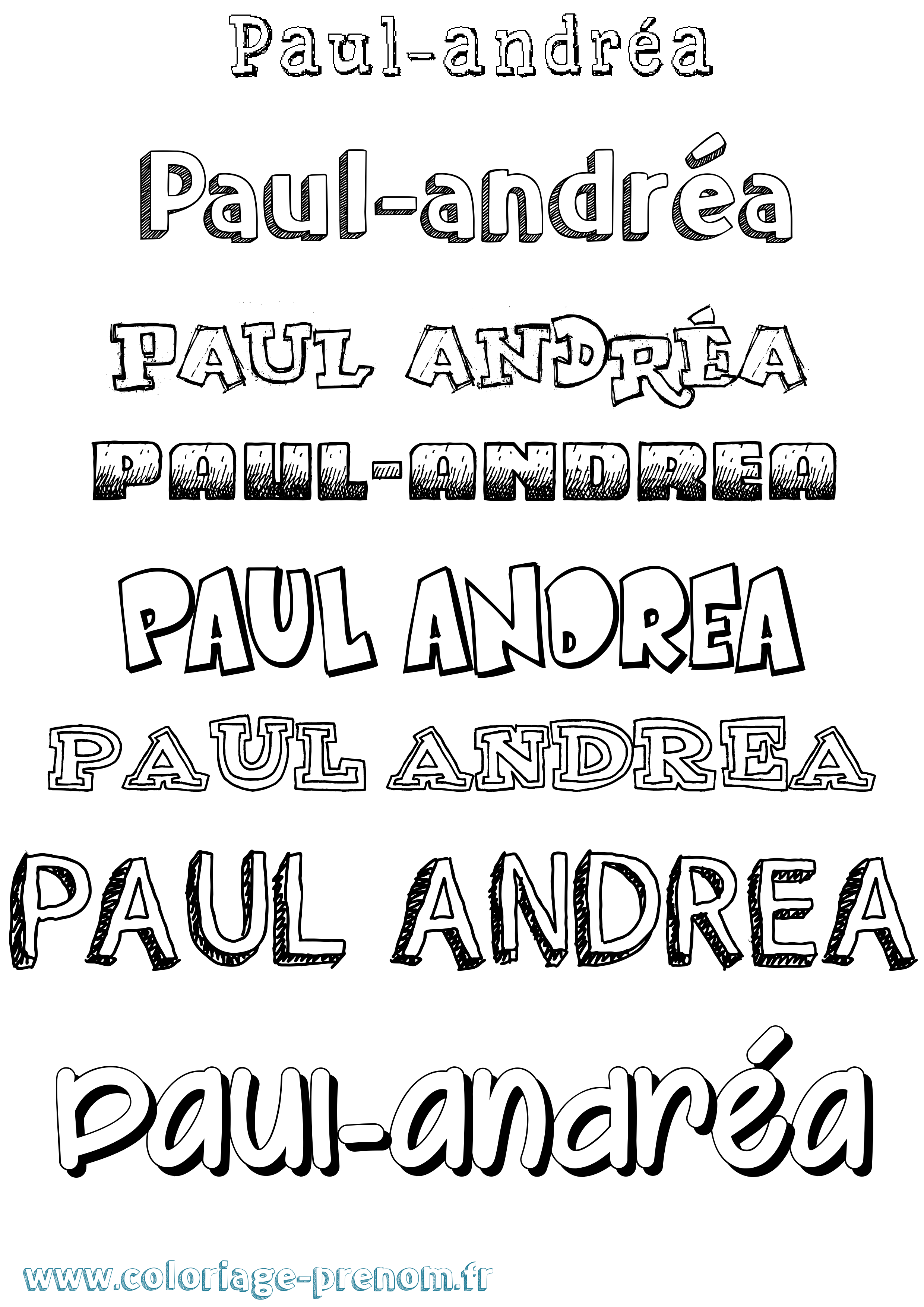 Coloriage Paul-Andréa Dessiné Coloriage prénom Paul-Andréa Dessiné